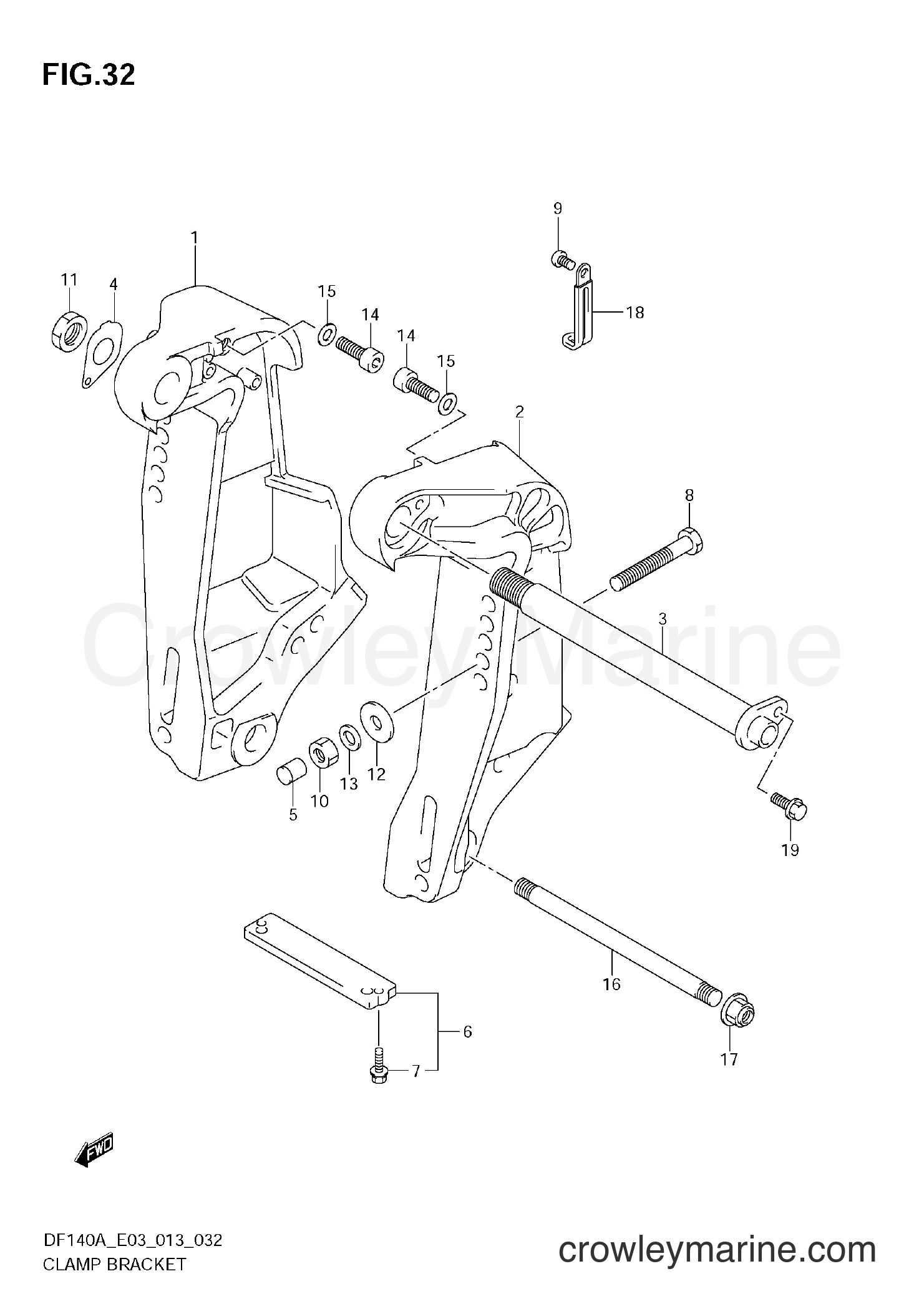 Suzuki Marine DF140A 310001~ - CLAMP BRACKET
