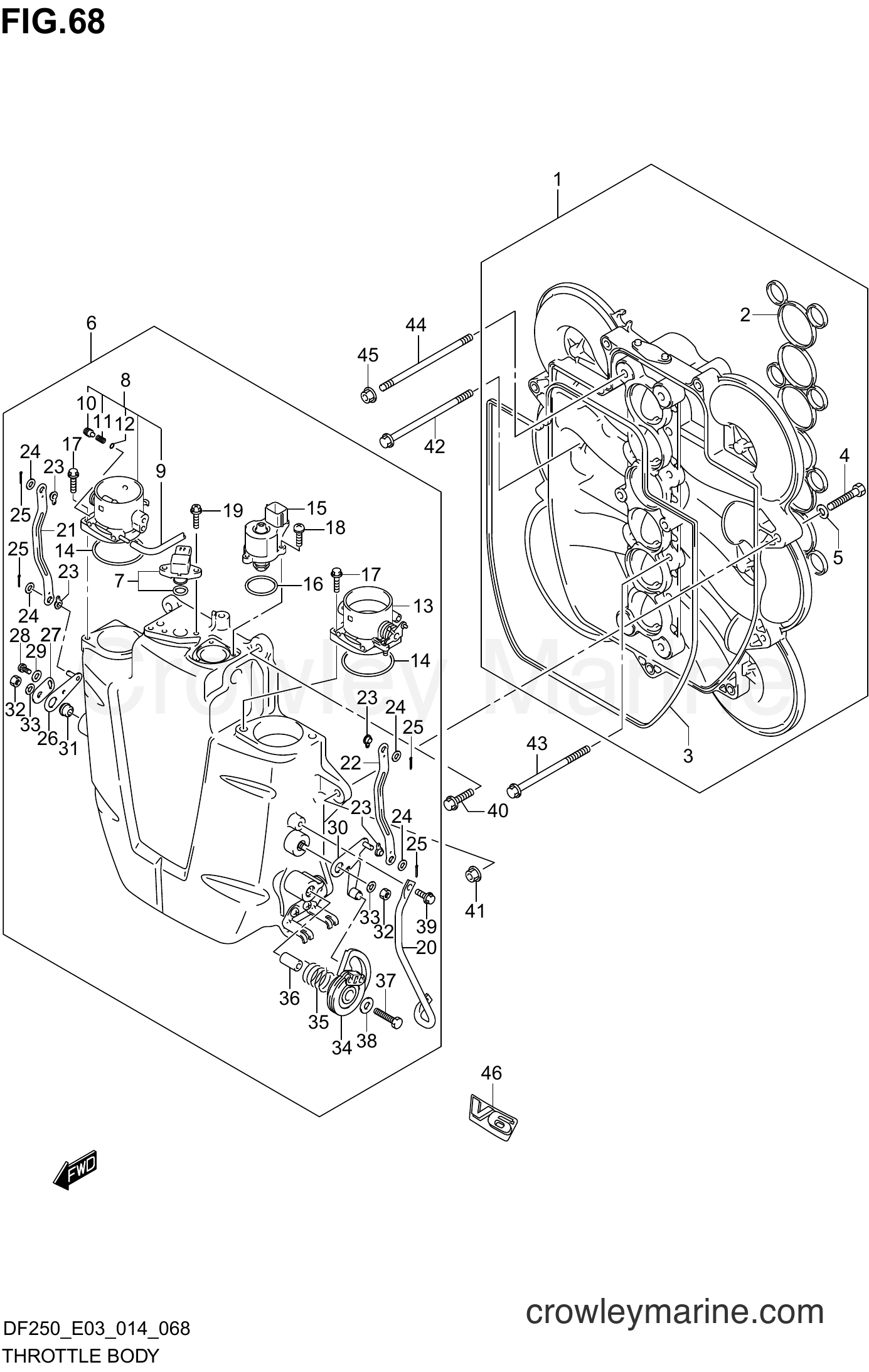 Suzuki Marine DF250 410001~ - THROTTLE BODY (DF200T E03)