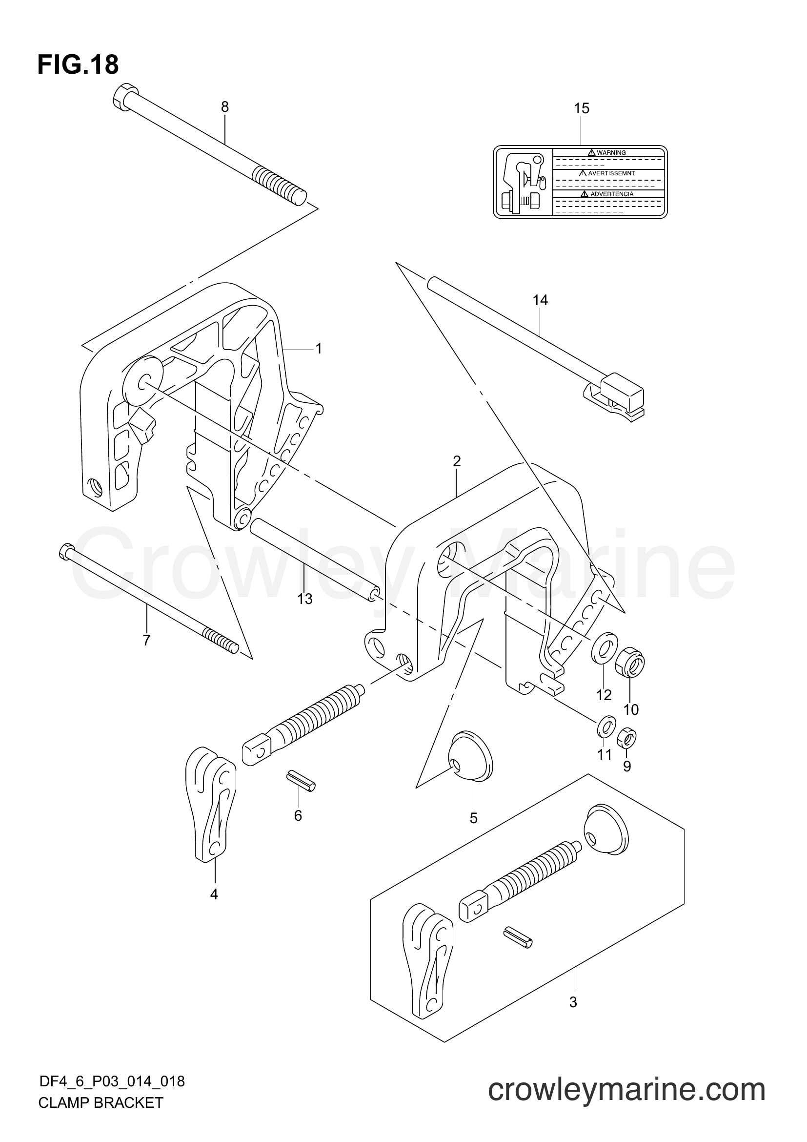 Suzuki Marine DF4 00402F-410001~ - CLAMP BRACKET