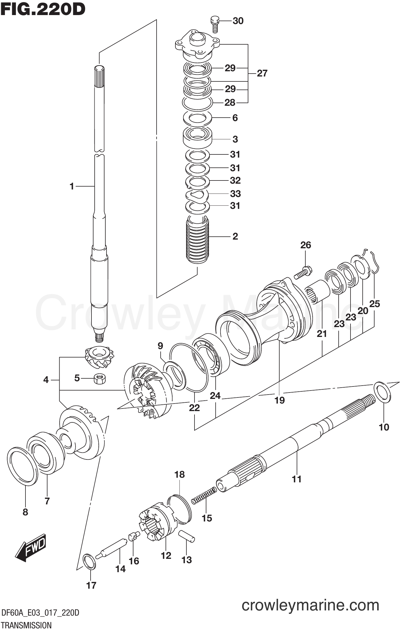Suzuki Marine DF60AT 710001~ - TRANSMISSION (DF50AVT E03)