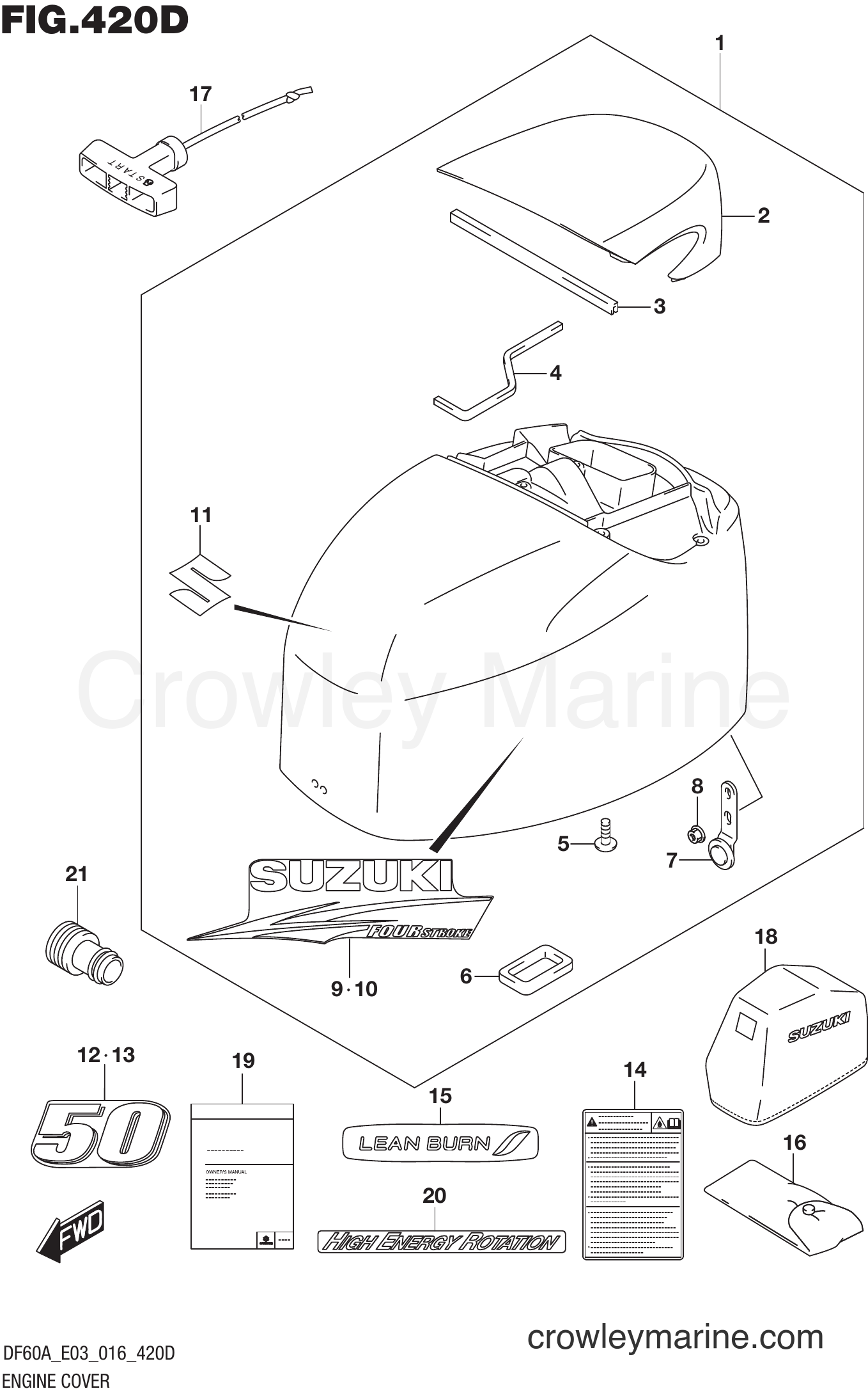 Suzuki Marine DF50AT 610001~ - ENGINE COVER (DF50AVT E03)