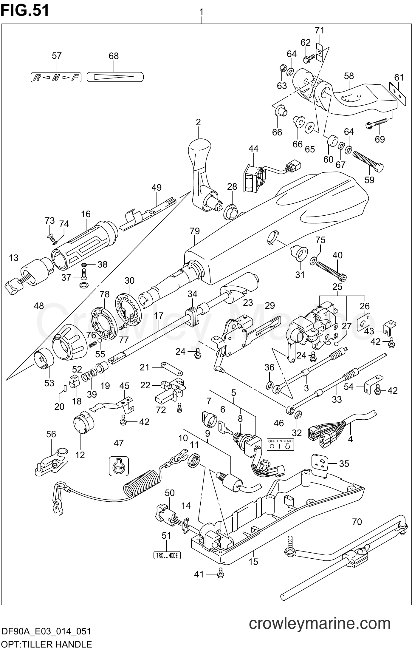 Suzuki Marine DF70A 410001~ - OPT:TILLER HANDLE