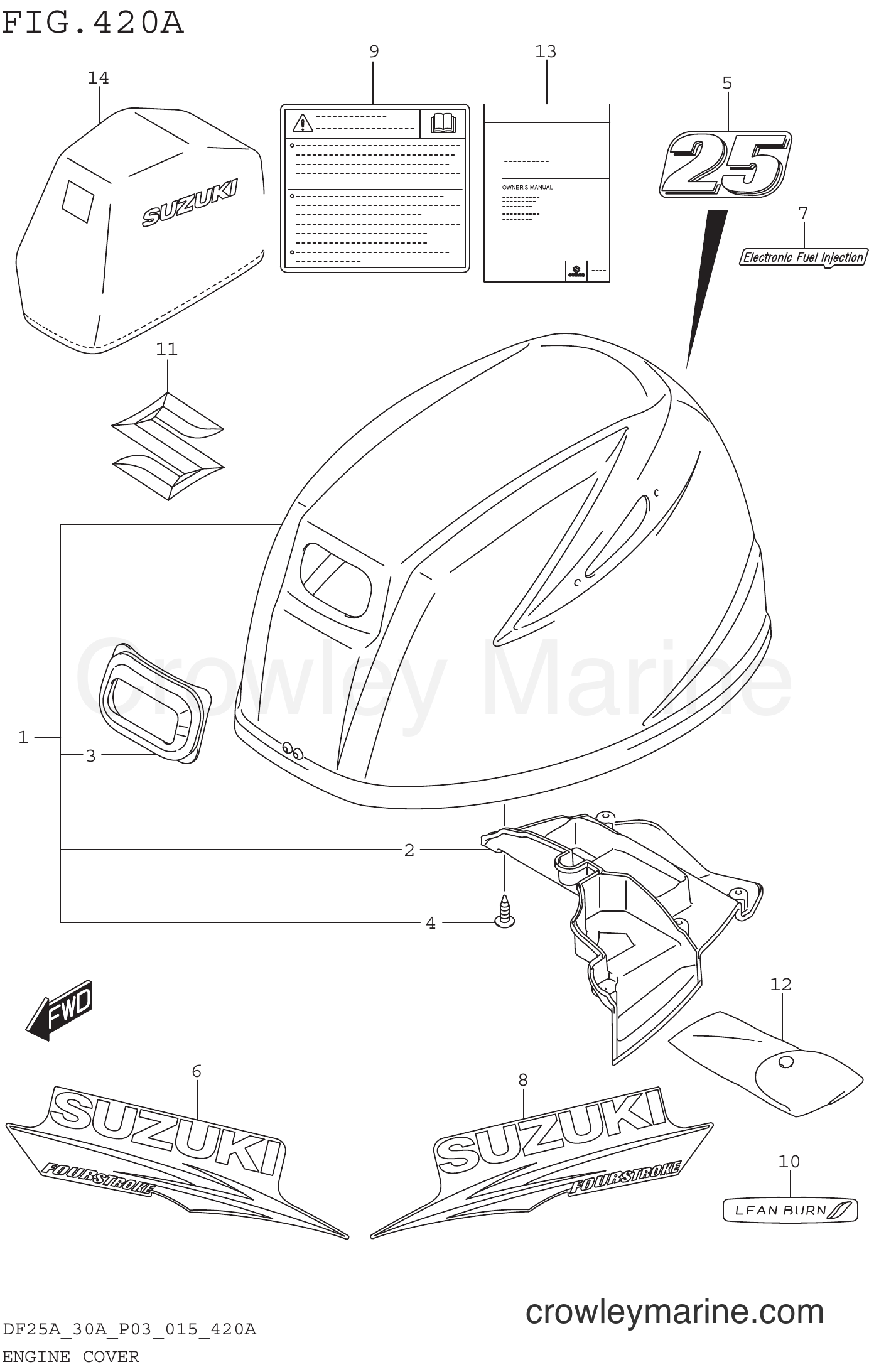 Suzuki Marine DF25A 510001~ - ENGINE COVER (DF25A P03)