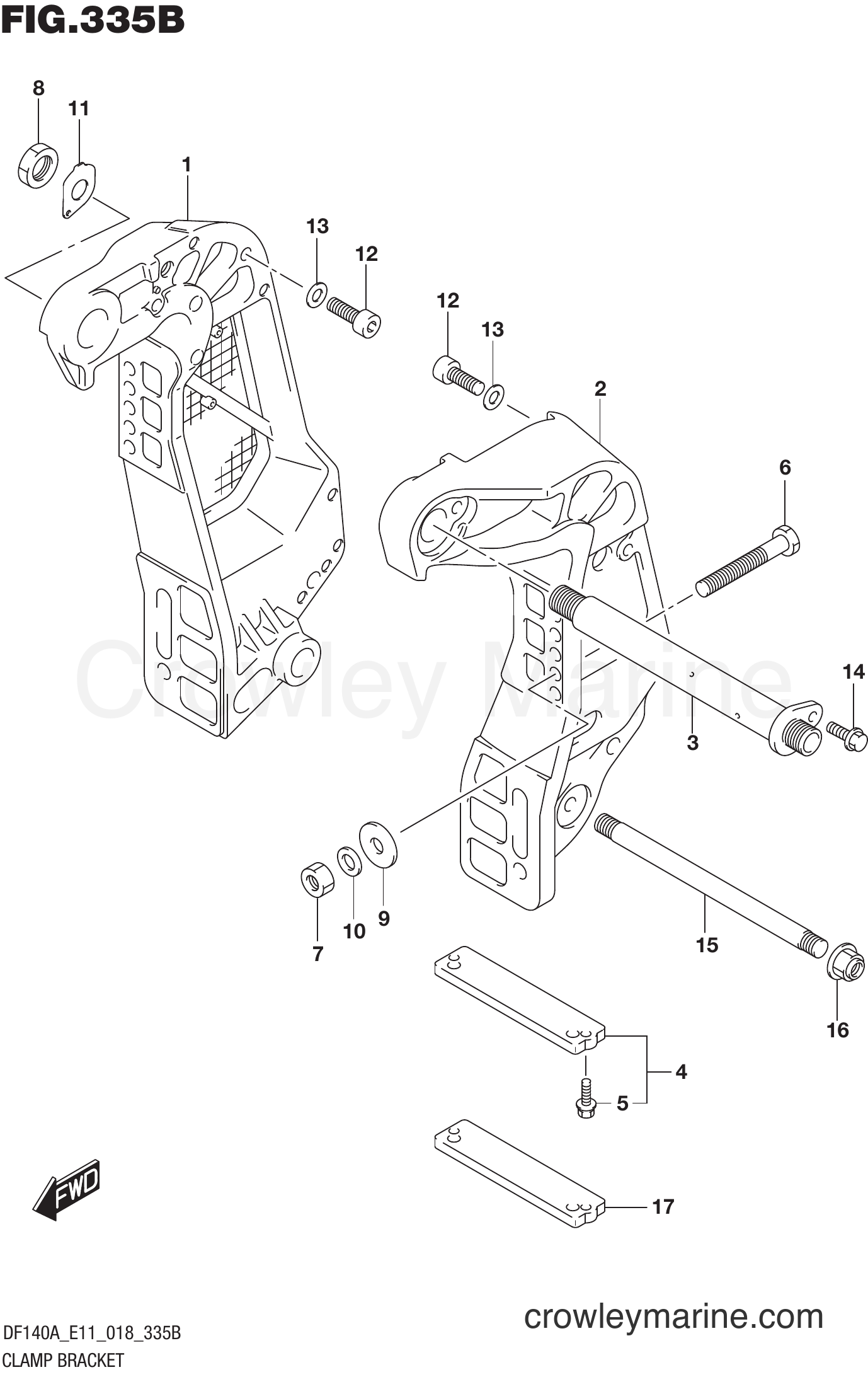 Suzuki Marine DF100AT 810001~ - CLAMP BRACKET (DF115AT E11)