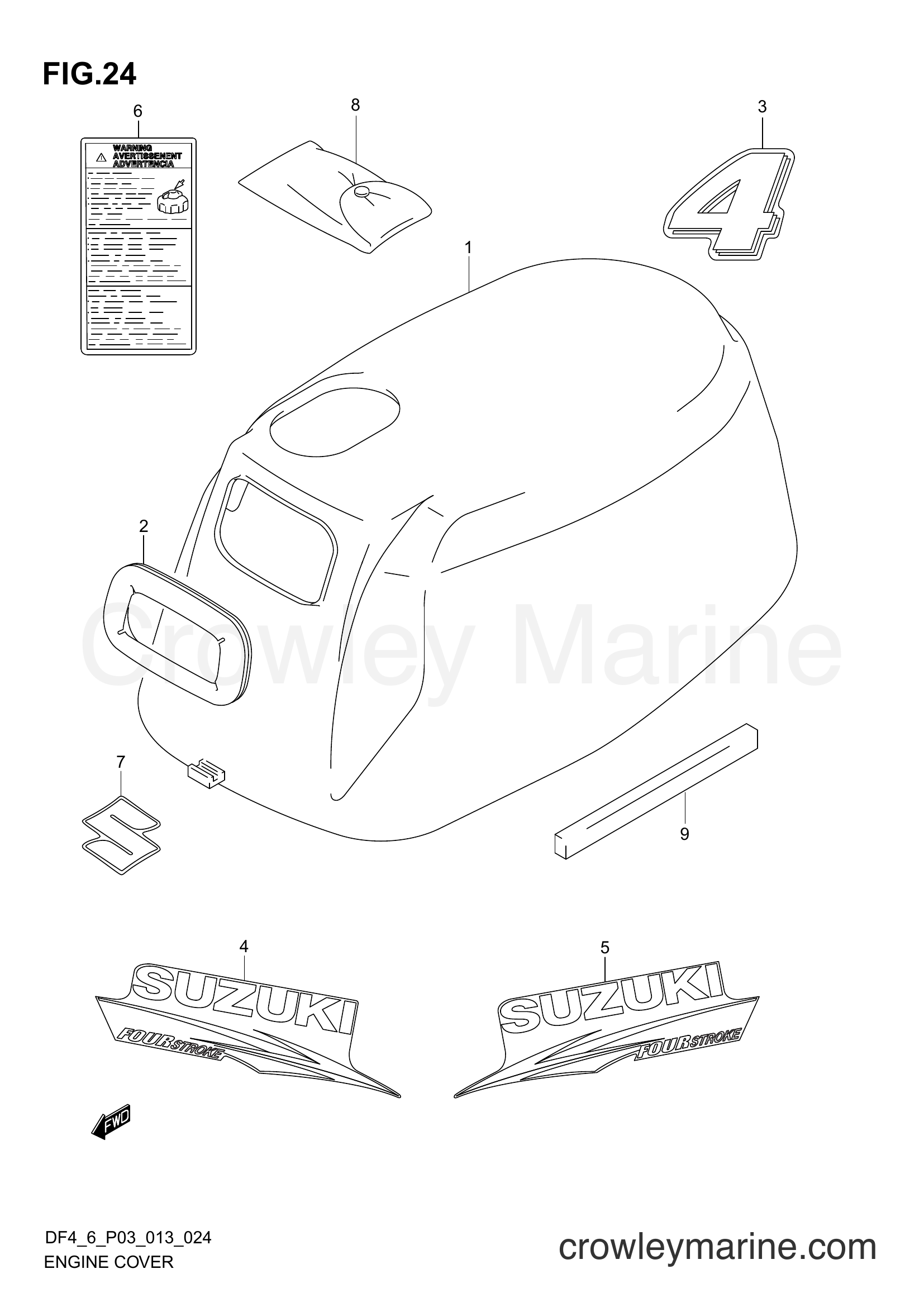 Suzuki Marine DF6 00602F-310001~ - ENGINE COVER (DF4 P03)
