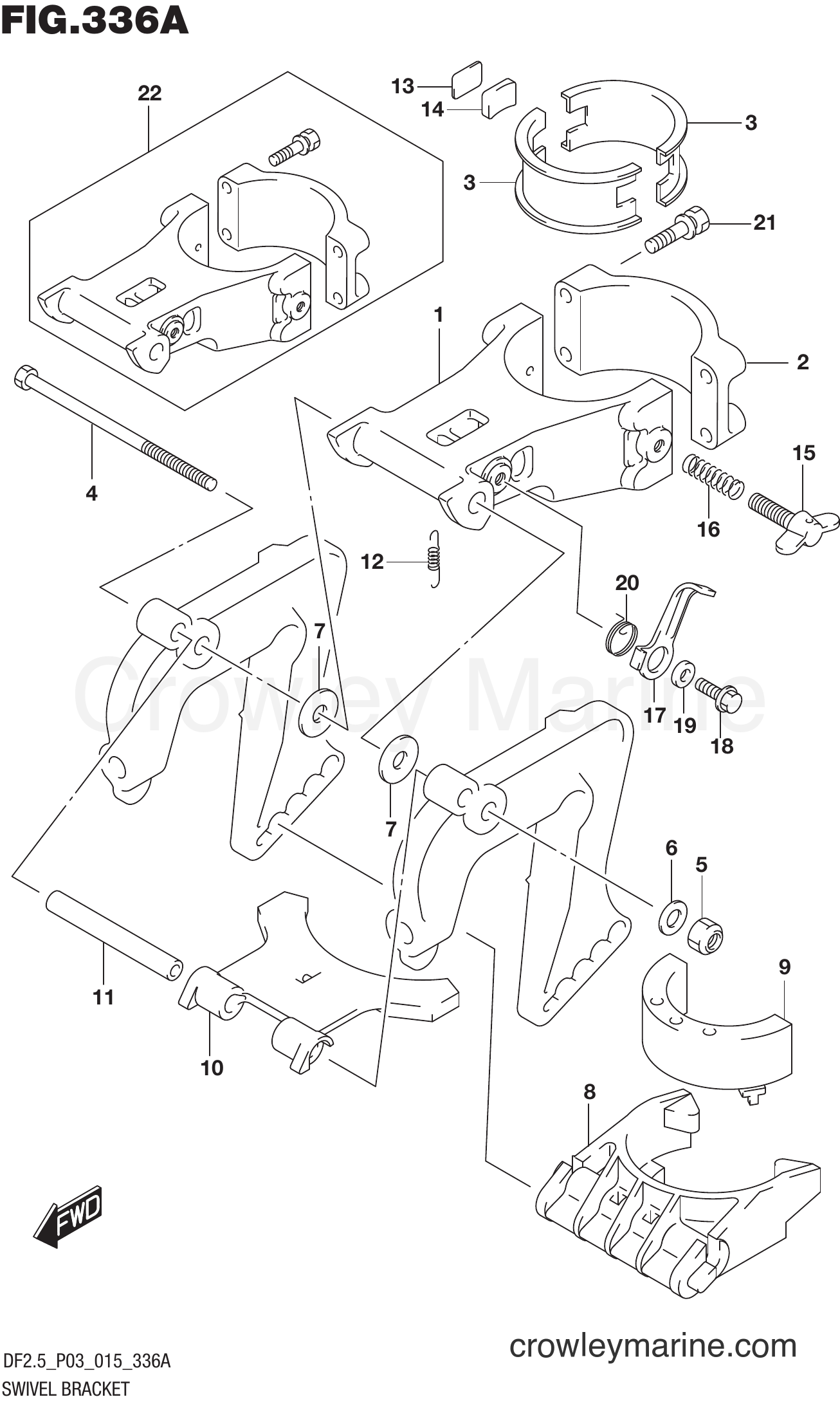 Suzuki Marine DF2.5 00252F-510001~ - SWIVEL BRACKET