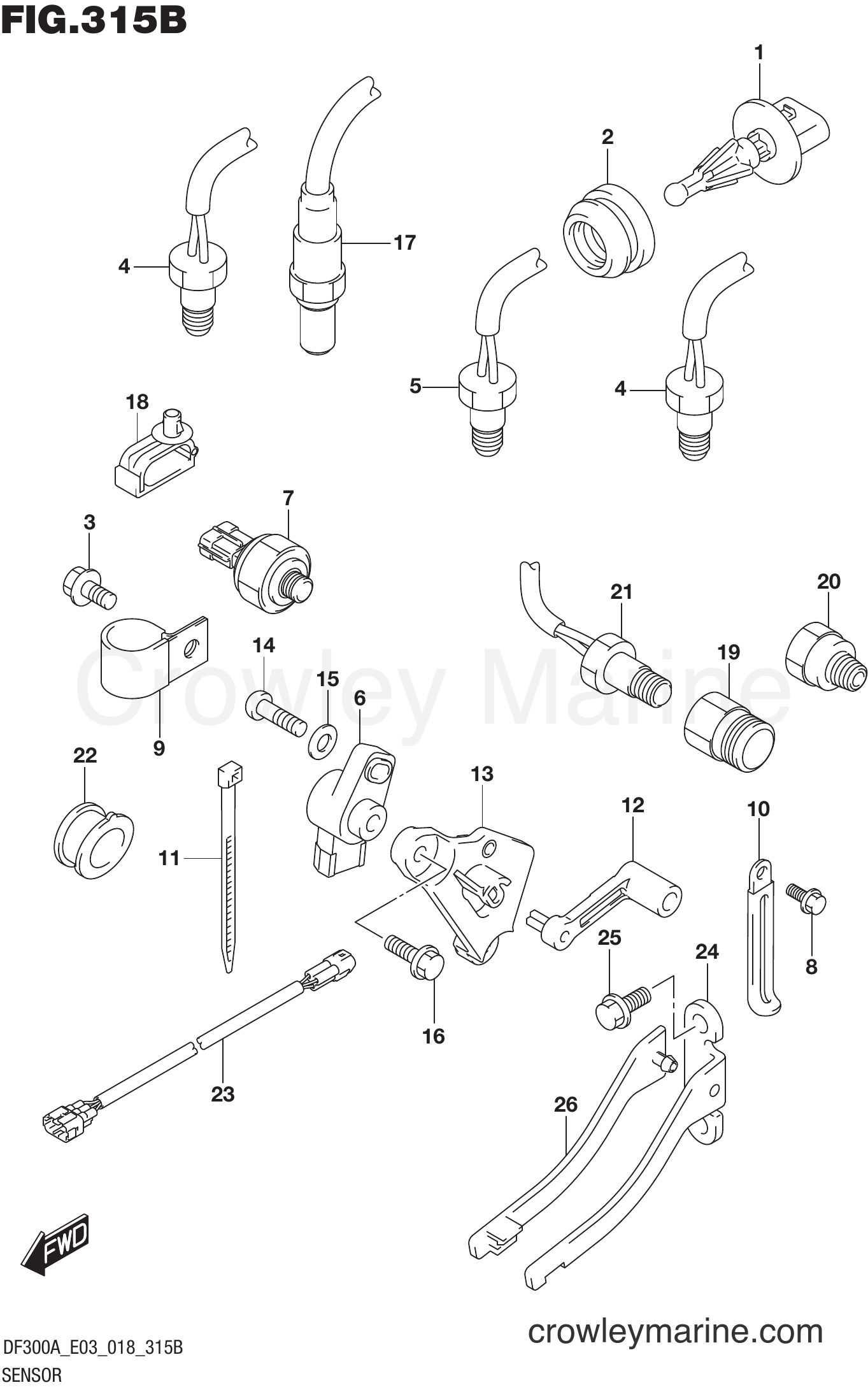 Suzuki Marine DF250AP 810001~ - SENSOR TRANSOM(L)