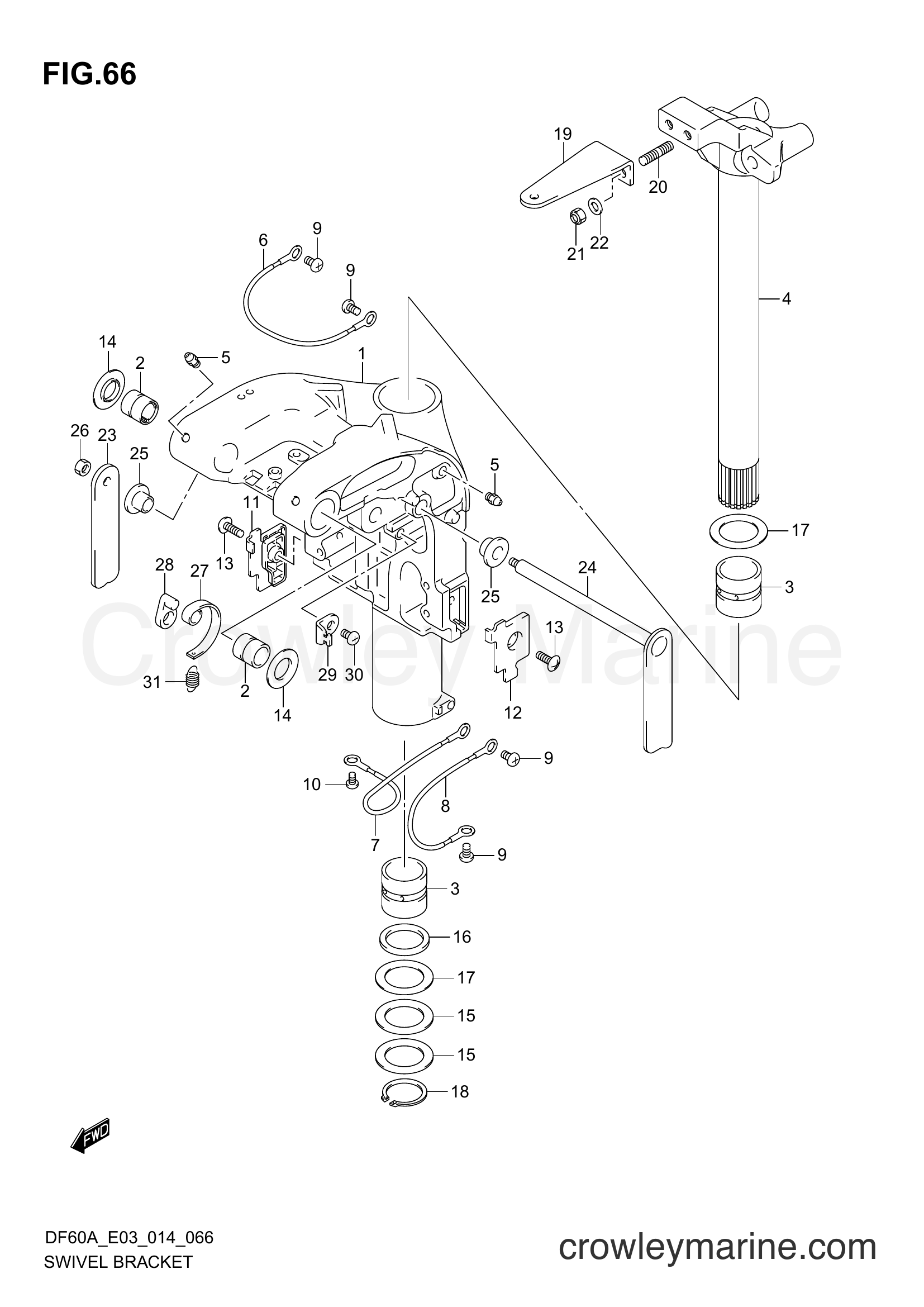 Suzuki Marine DF60A 410001~ - SWIVEL BRACKET (DF60AVT E03)