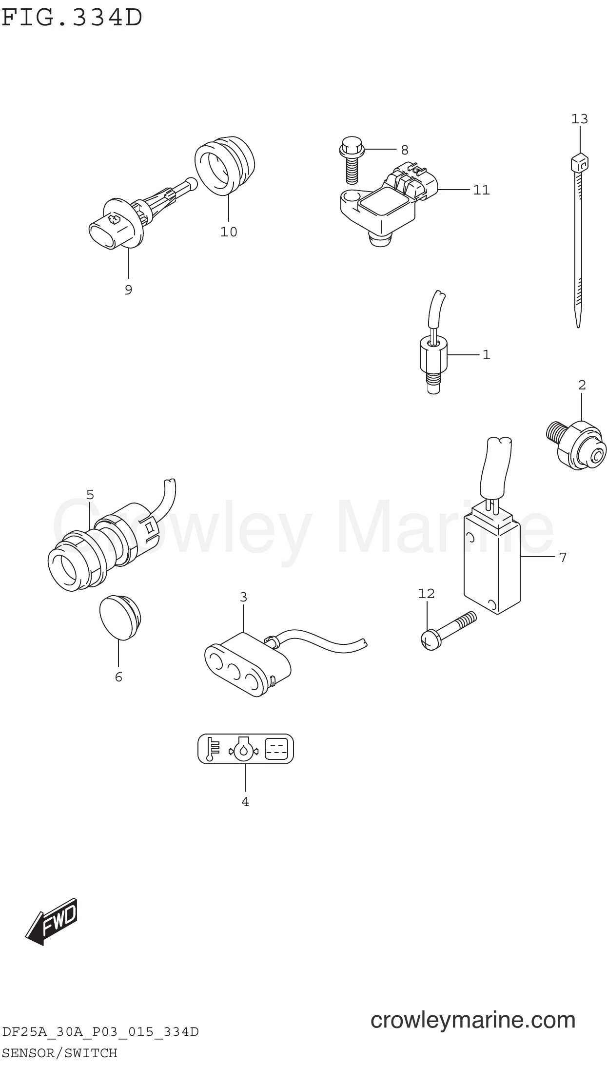 Suzuki Marine DF30AT 510001~ - SENSOR/SWITCH (DF25AQ P03)