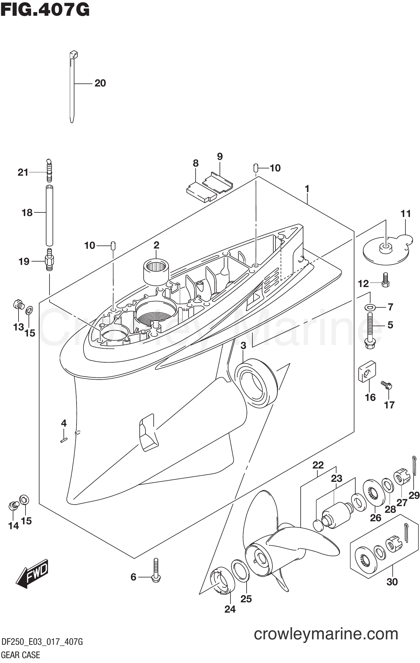 Suzuki Marine DF200T 710001 - GEAR CASE (DF250ST E03)