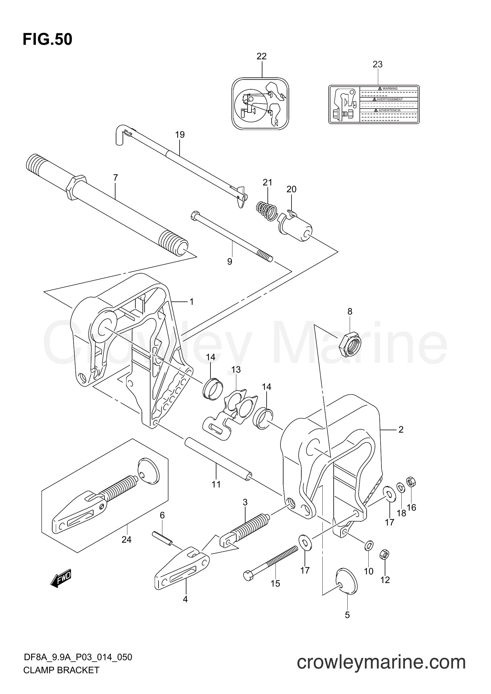 Suzuki Marine DF8A 410001~ - CLAMP BRACKET (DF8AR P03)