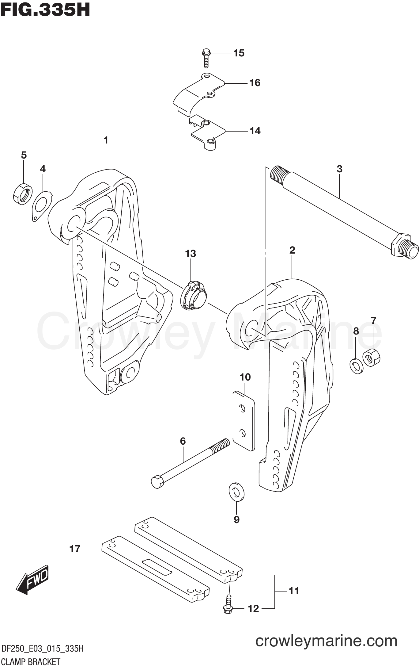 Suzuki Marine DF250ST 51001~ - CLAMP BRACKET TRANSOM(L) (DF250ST E03)