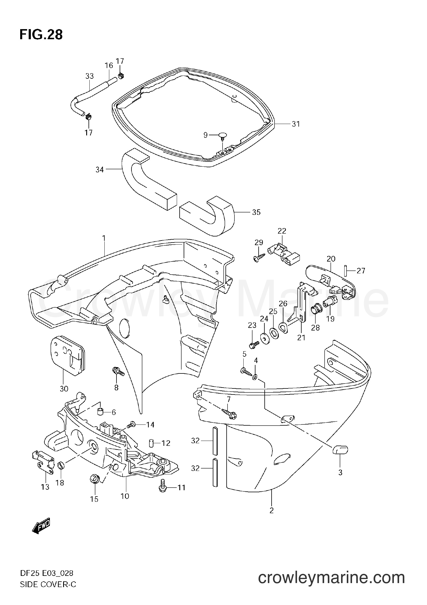 Suzuki Marine DF25 - SIDE COVER
