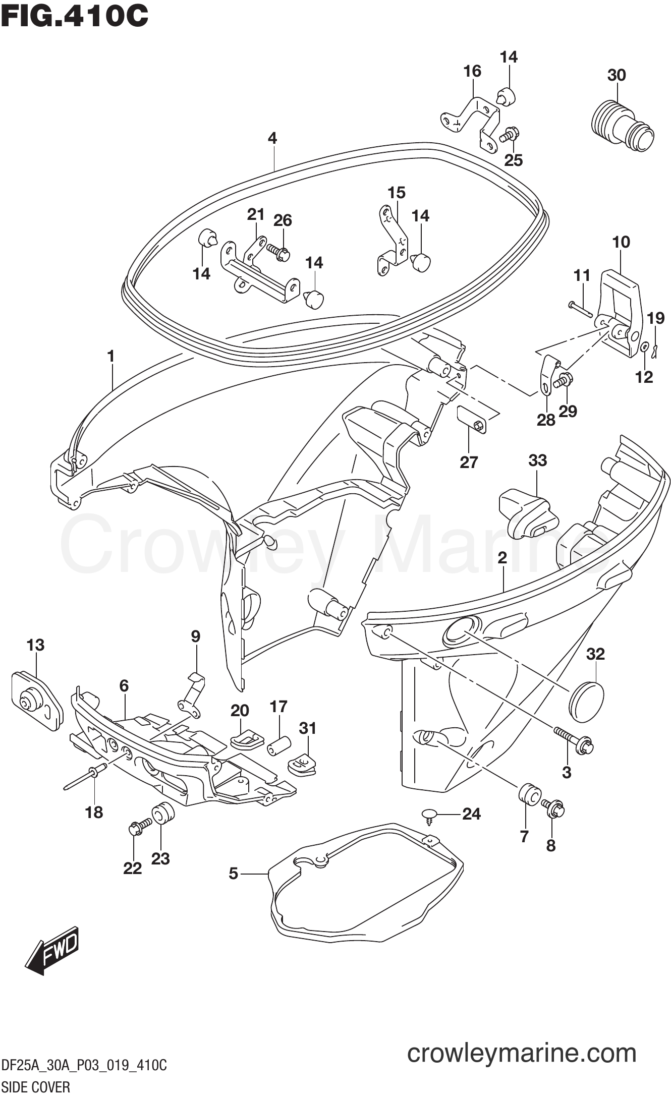 Suzuki Marine DF30AT 910001~ - SIDE COVER (DF25ATH)(DF30ATH)
