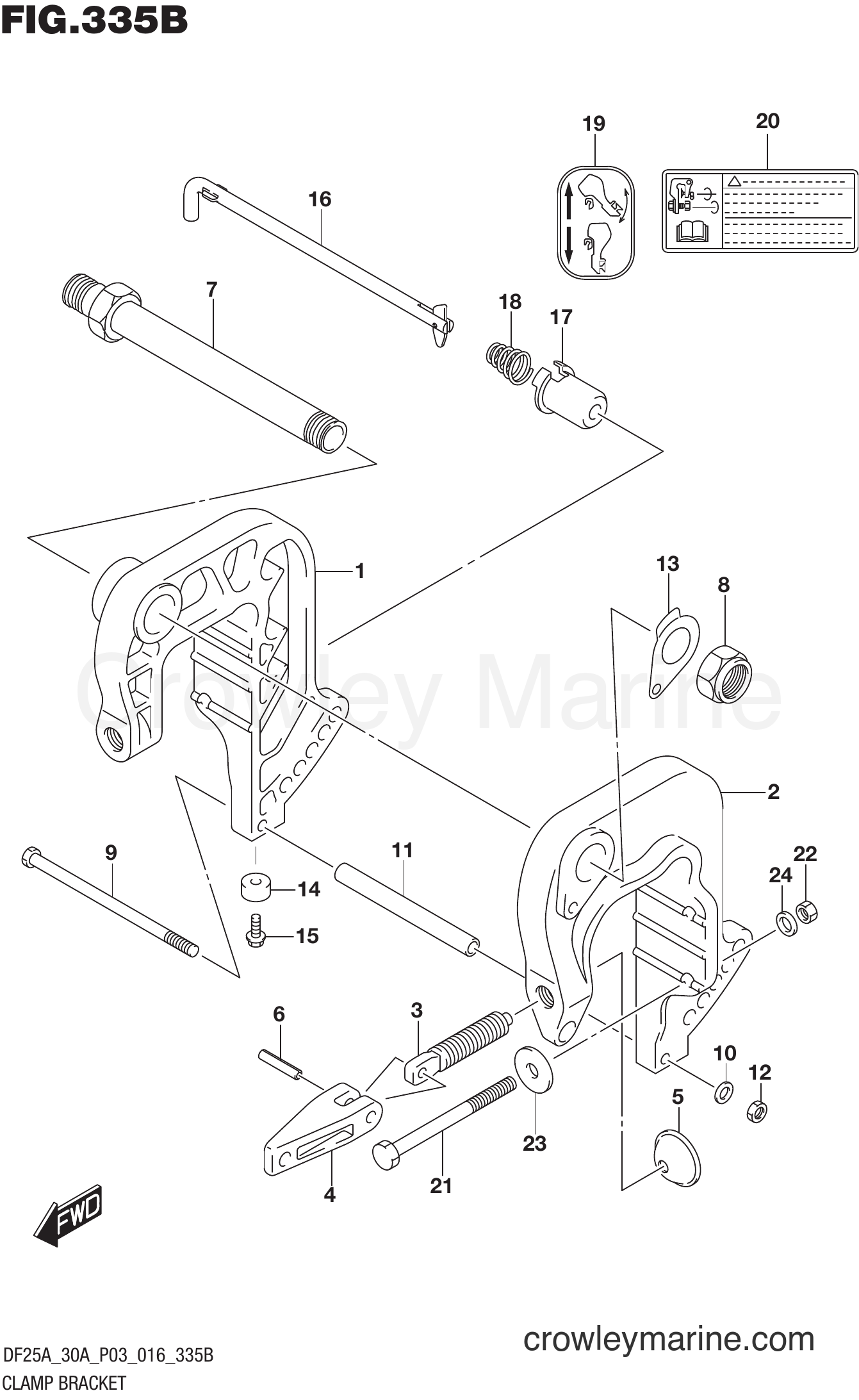 Suzuki Marine DF30A 610001~ - CLAMP BRACKET (DF25AR P03)