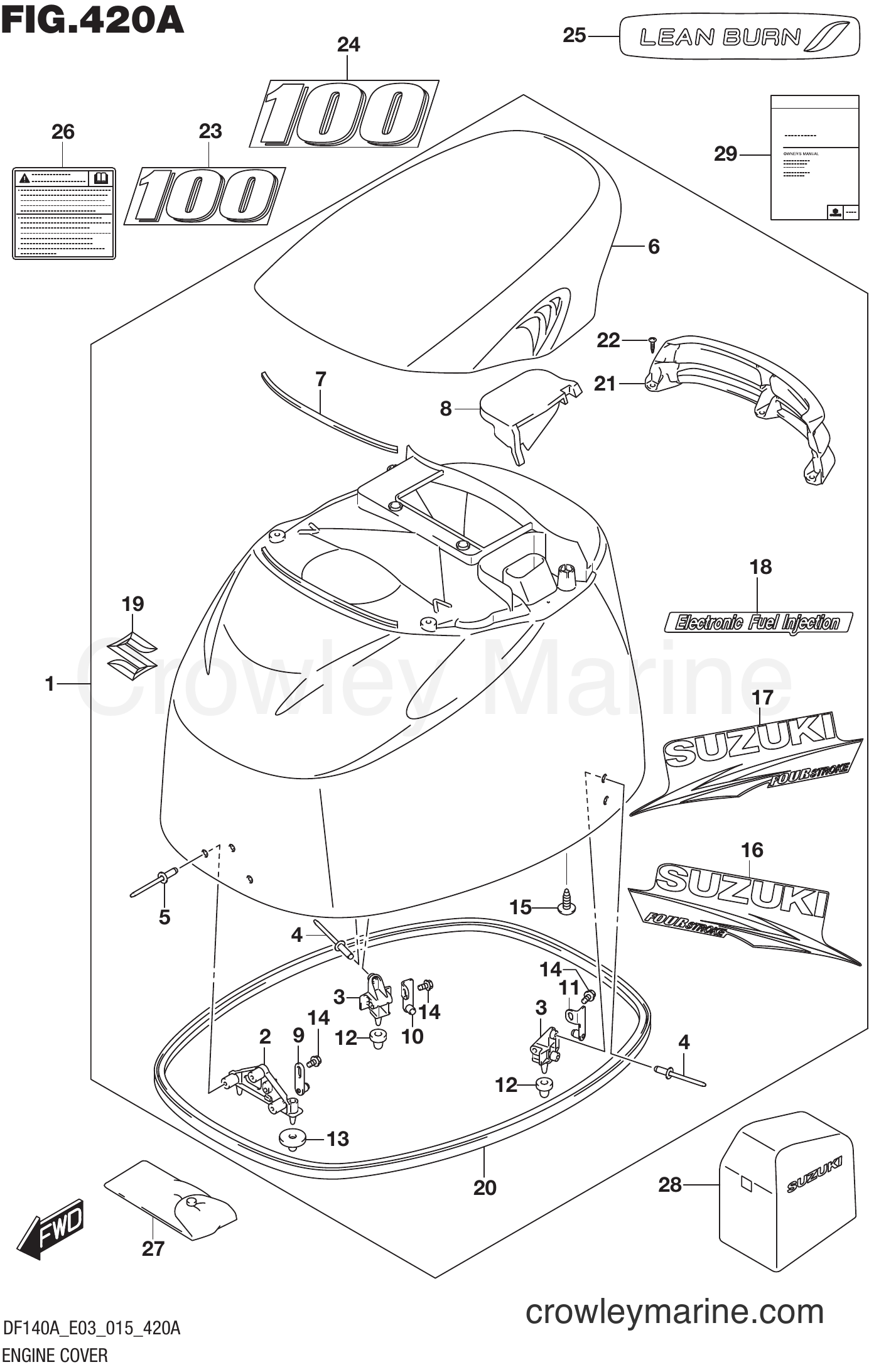 Suzuki Marine DF140AZ 510001~ - ENGINE COVER (DF100AT E03)
