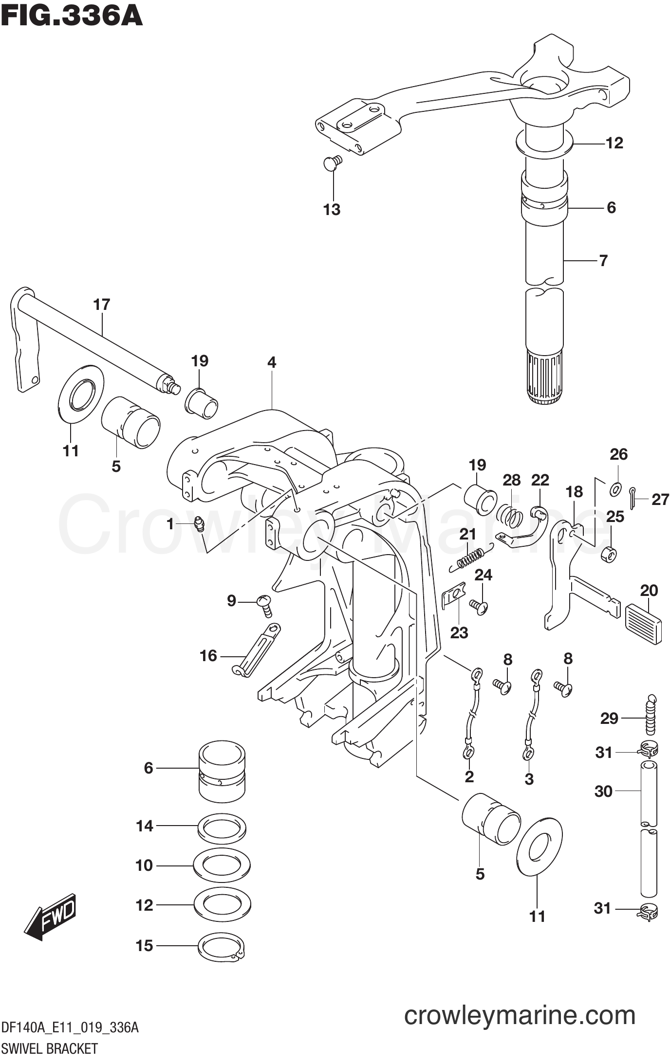 Suzuki Marine DF140AT 910001~ - SWIVEL BRACKET (DF100AT)