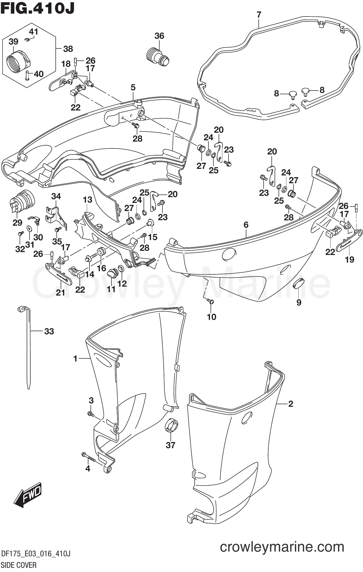Suzuki Marine DF175ZG 610001~ - SIDE COVER (DF150ST E03)