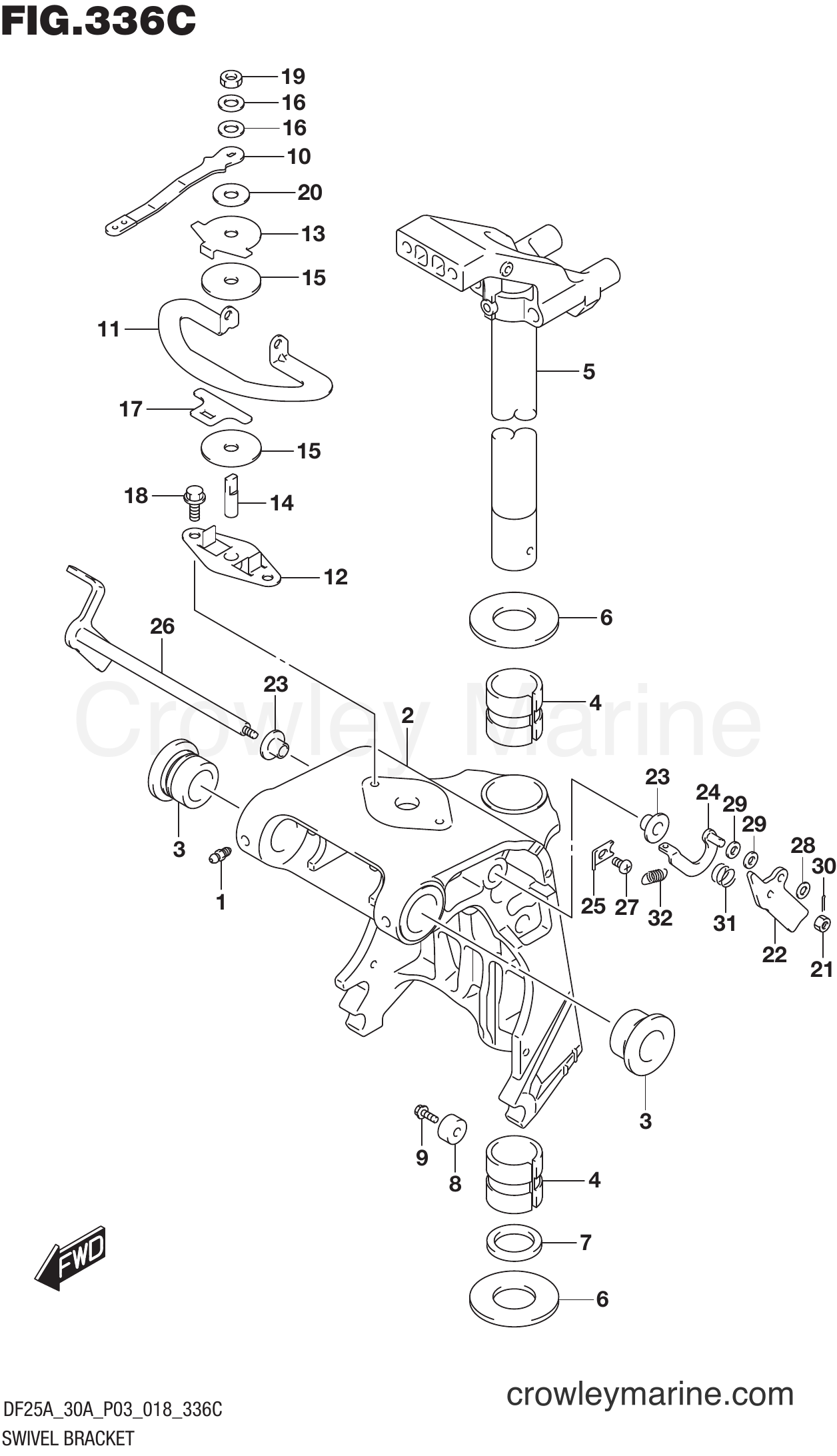 Suzuki Marine DF25A 810001~ - SWIVEL BRACKET (DF25ATH)(DF30ATH)