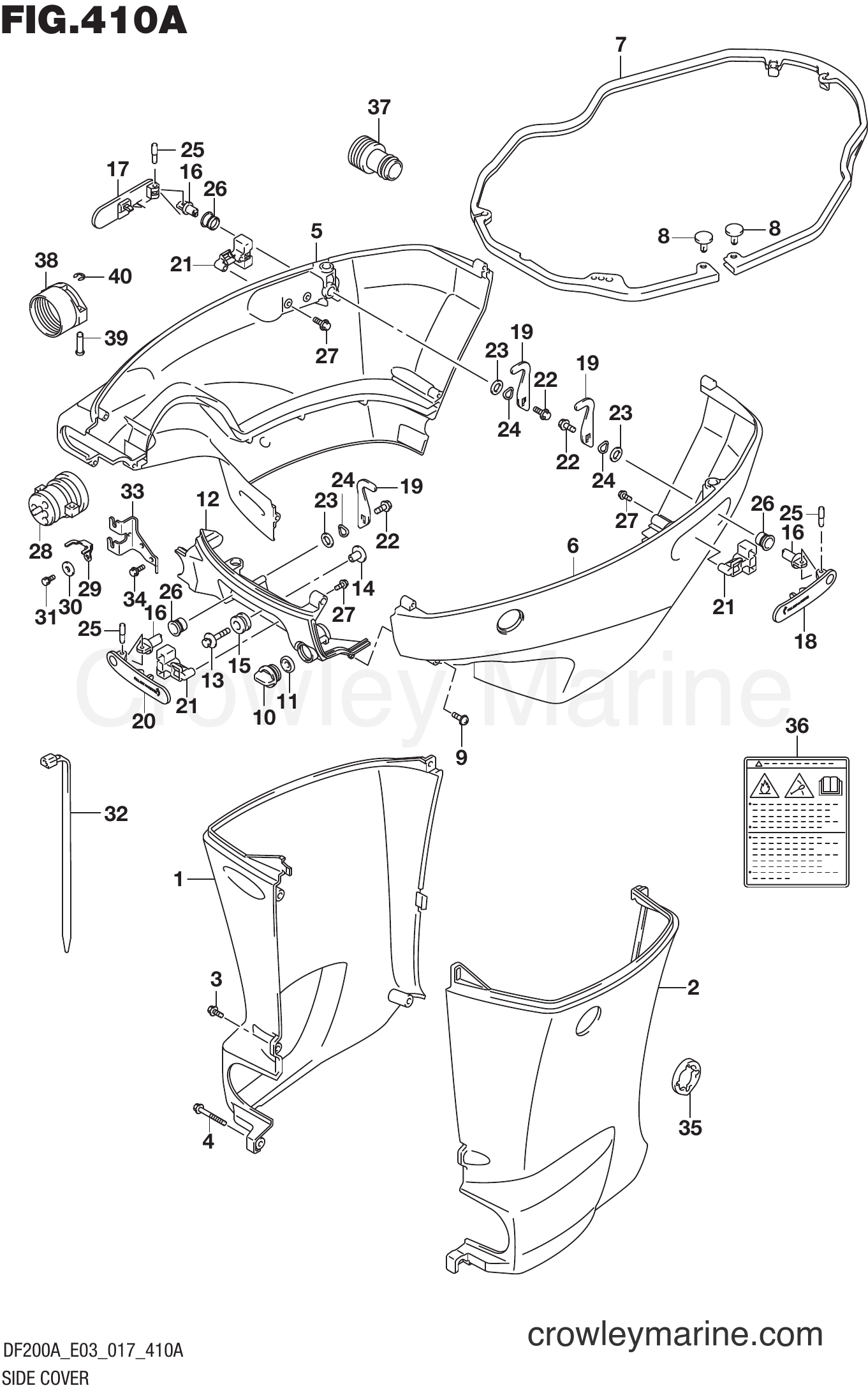 Suzuki Marine DF200AT 710001~ - SIDE COVER (DF200AT E03)