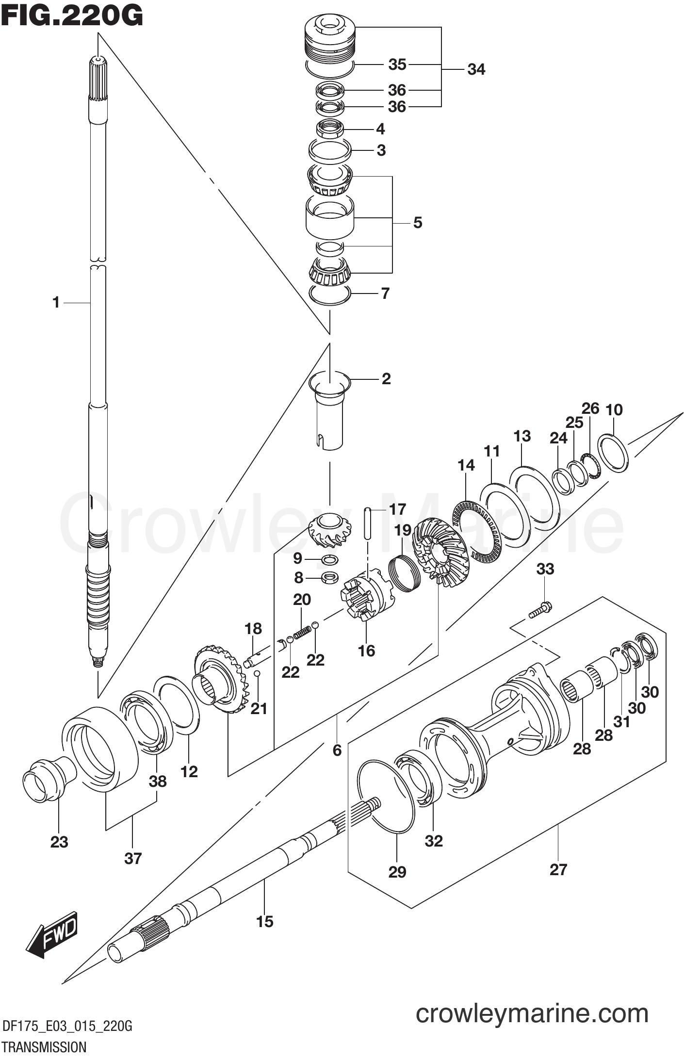 Suzuki Marine DF150 51001~ - TRANSMISSION (DF175Z E03)