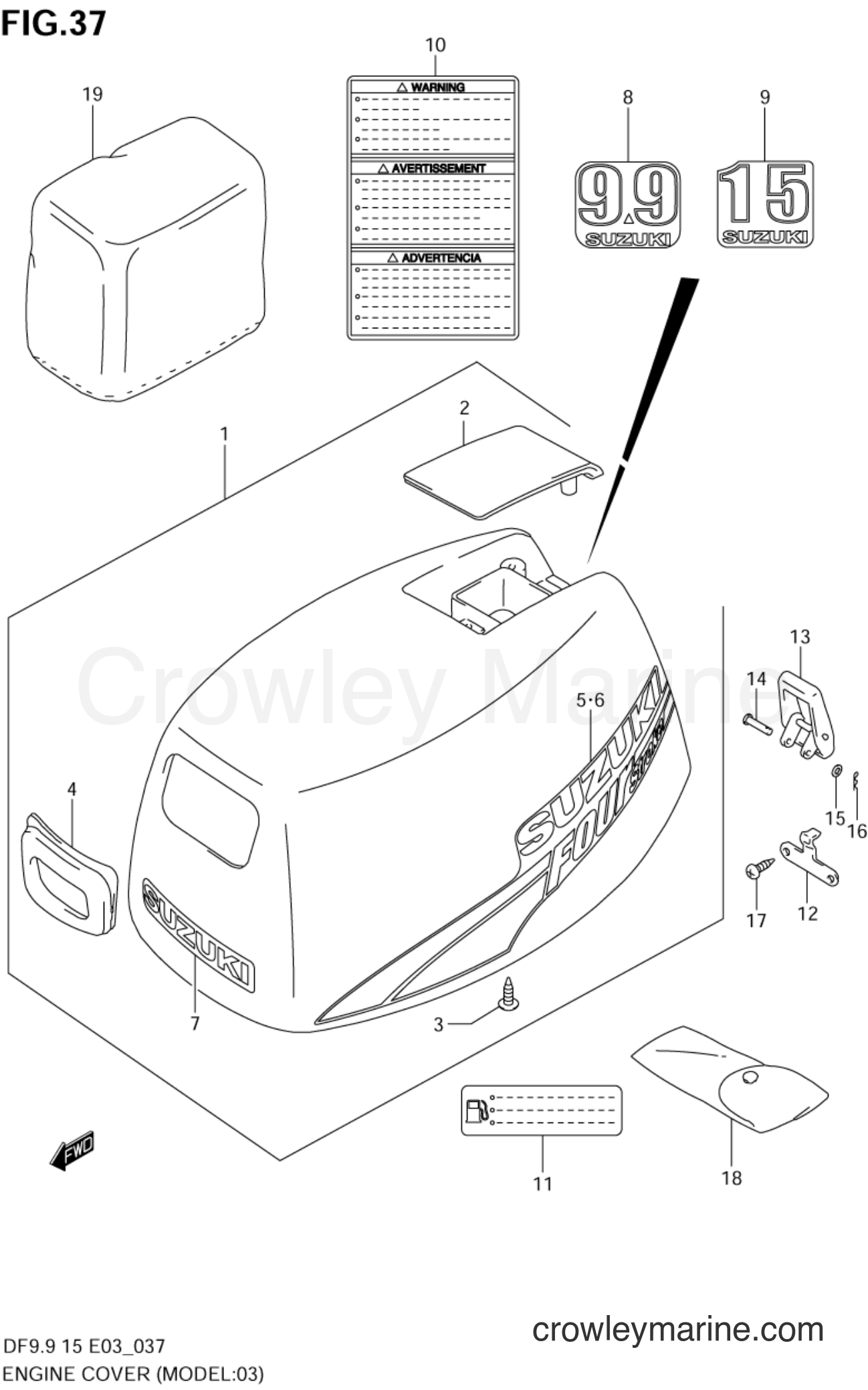 Suzuki Marine DF9.9 - ENGINE COVER