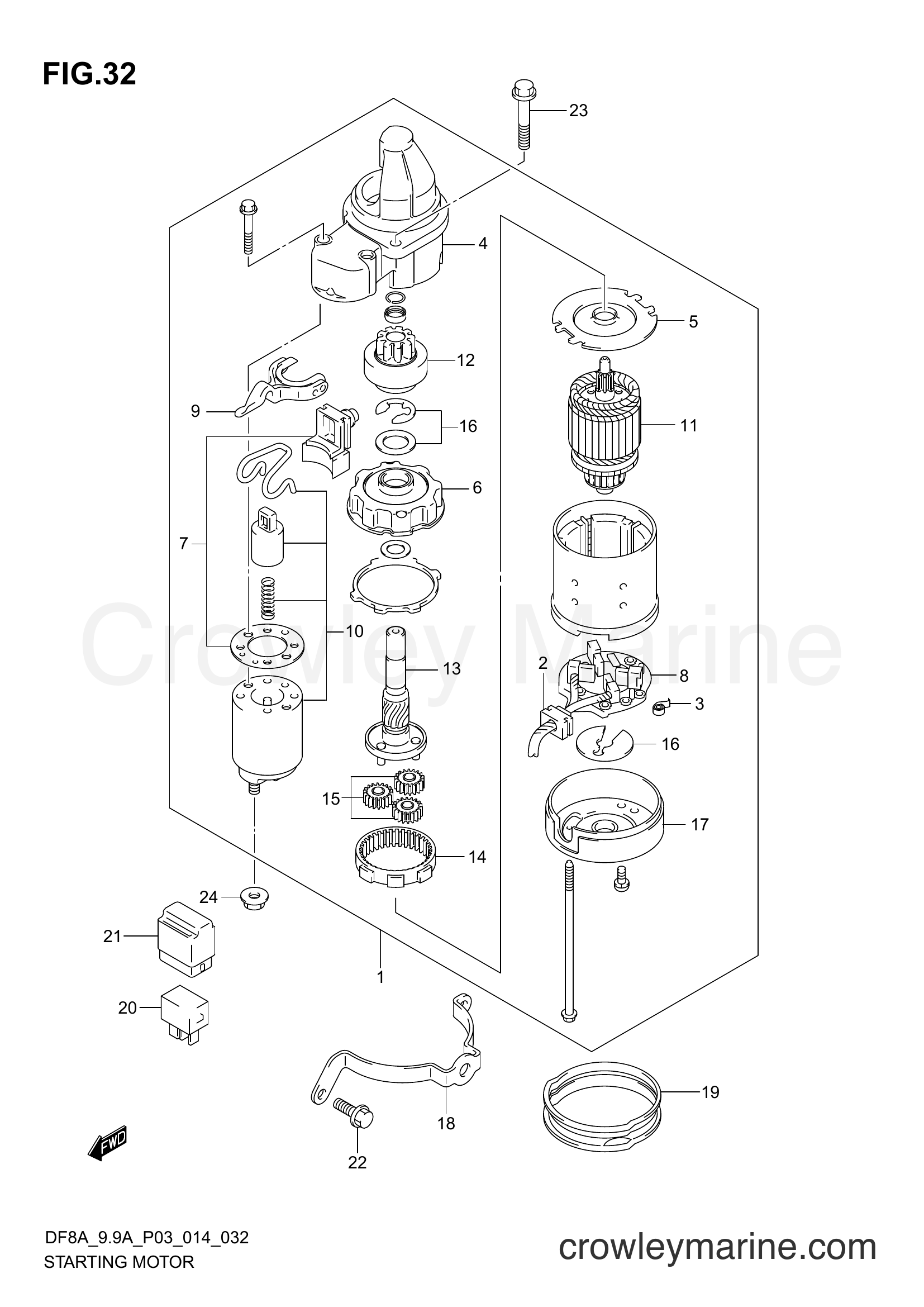 Suzuki Marine DF8A 410001~ - STARTING MOTOR
