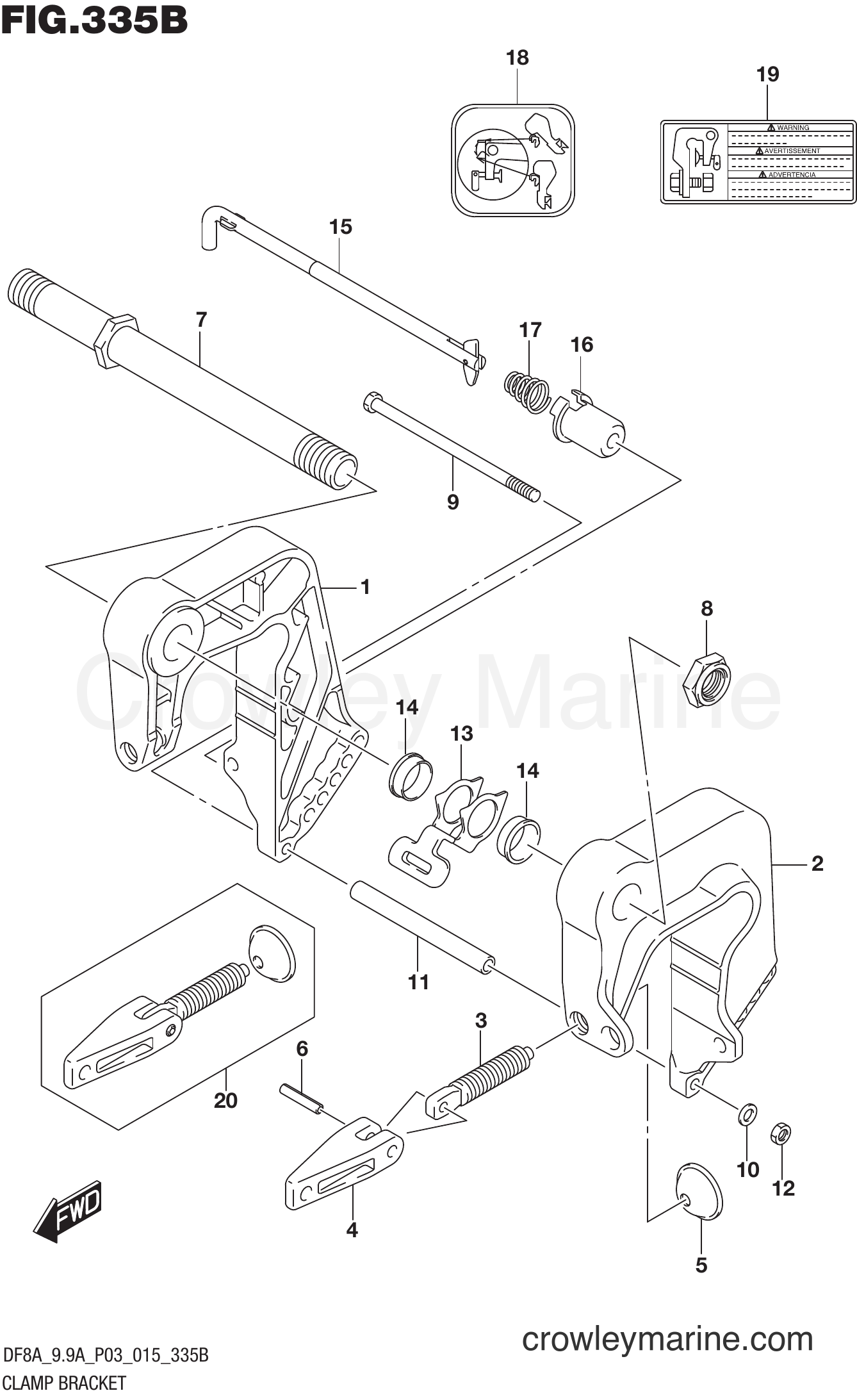 Suzuki Marine DF8A 510001~ - CLAMP BRACKET (DF8AR P03)
