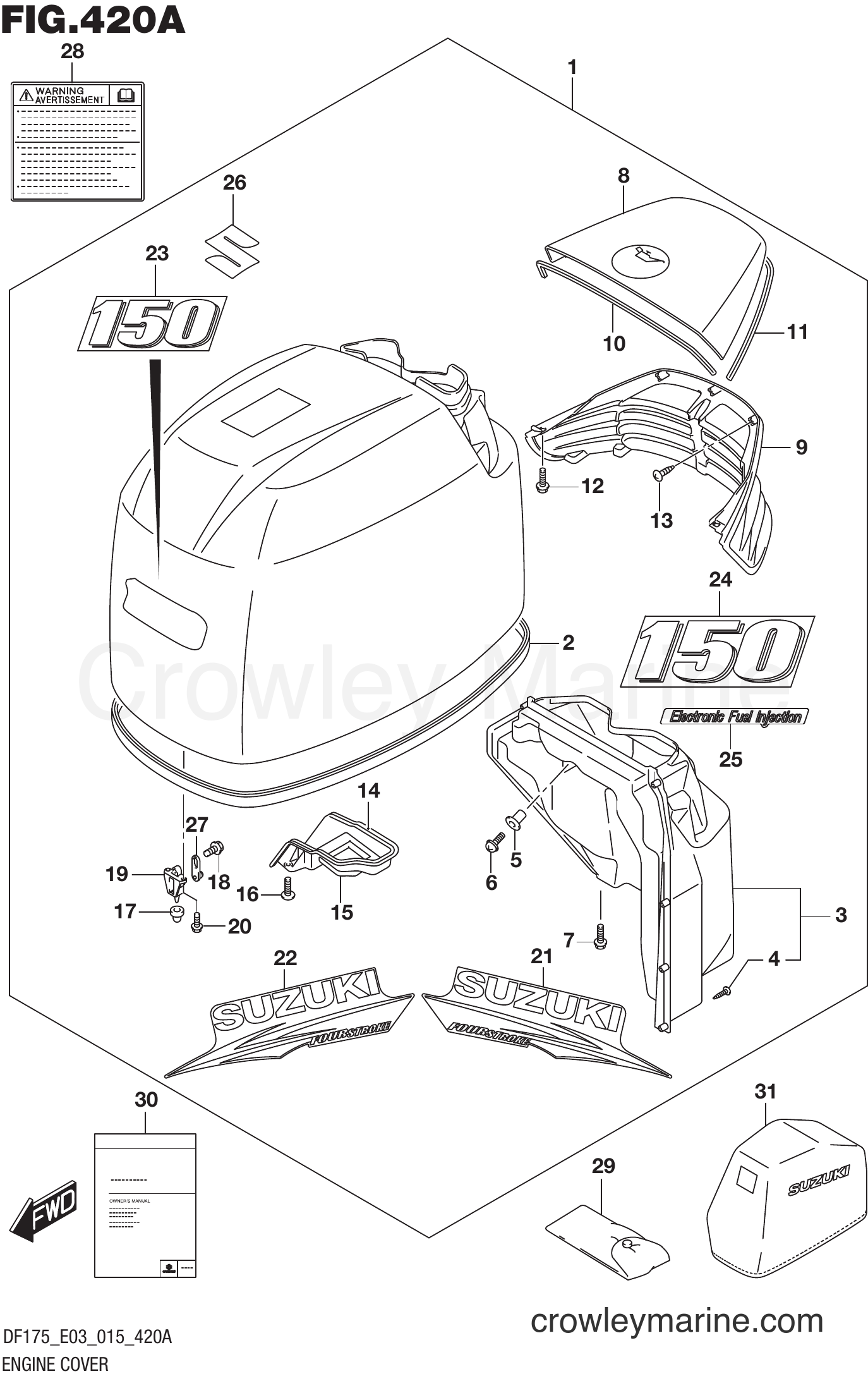 Suzuki Marine DF175ST 51001~ - ENGINE COVER (FOR 0EP) (DF150T E03)