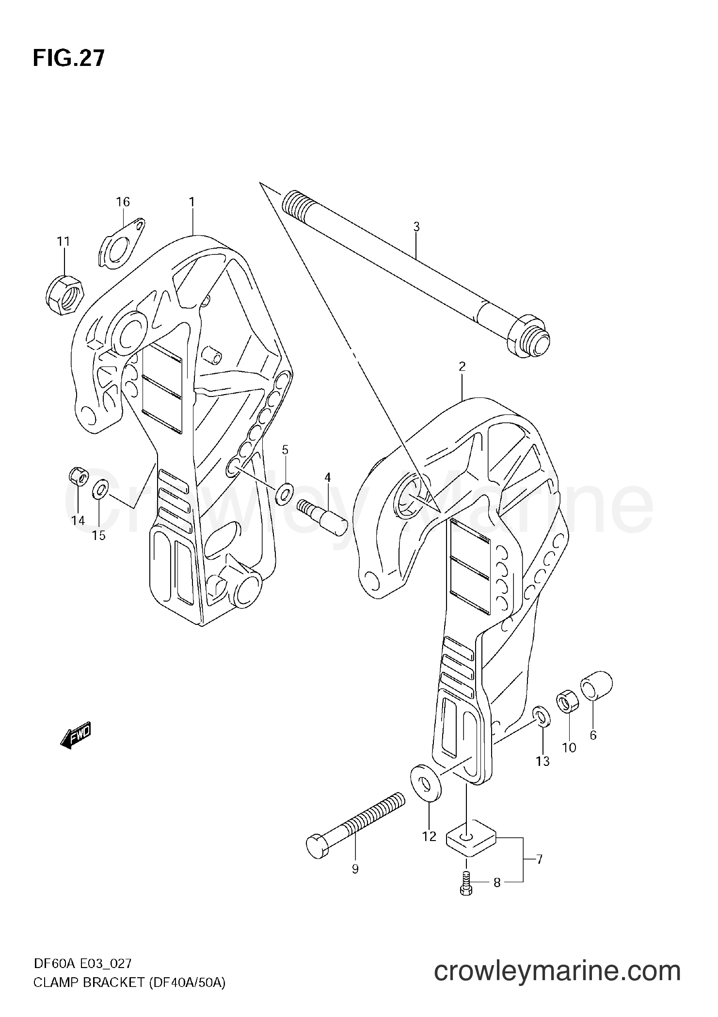 Suzuki Marine DF50A - CLAMP BRACKET (DF40A/50A)
