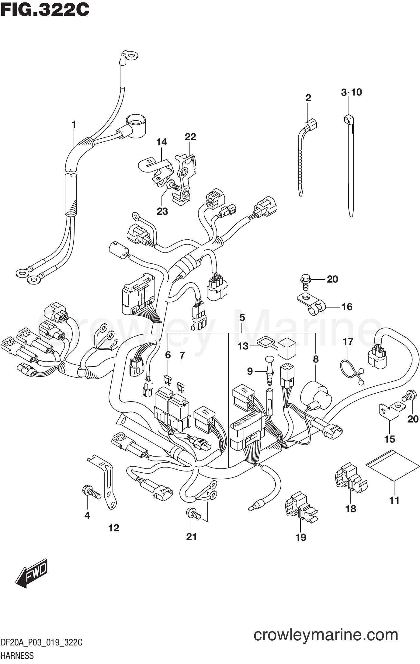 Suzuki Marine DF20A 910001~ - HARNESS (DF9.9BTH)(DF15ATH)(DF20ATH)