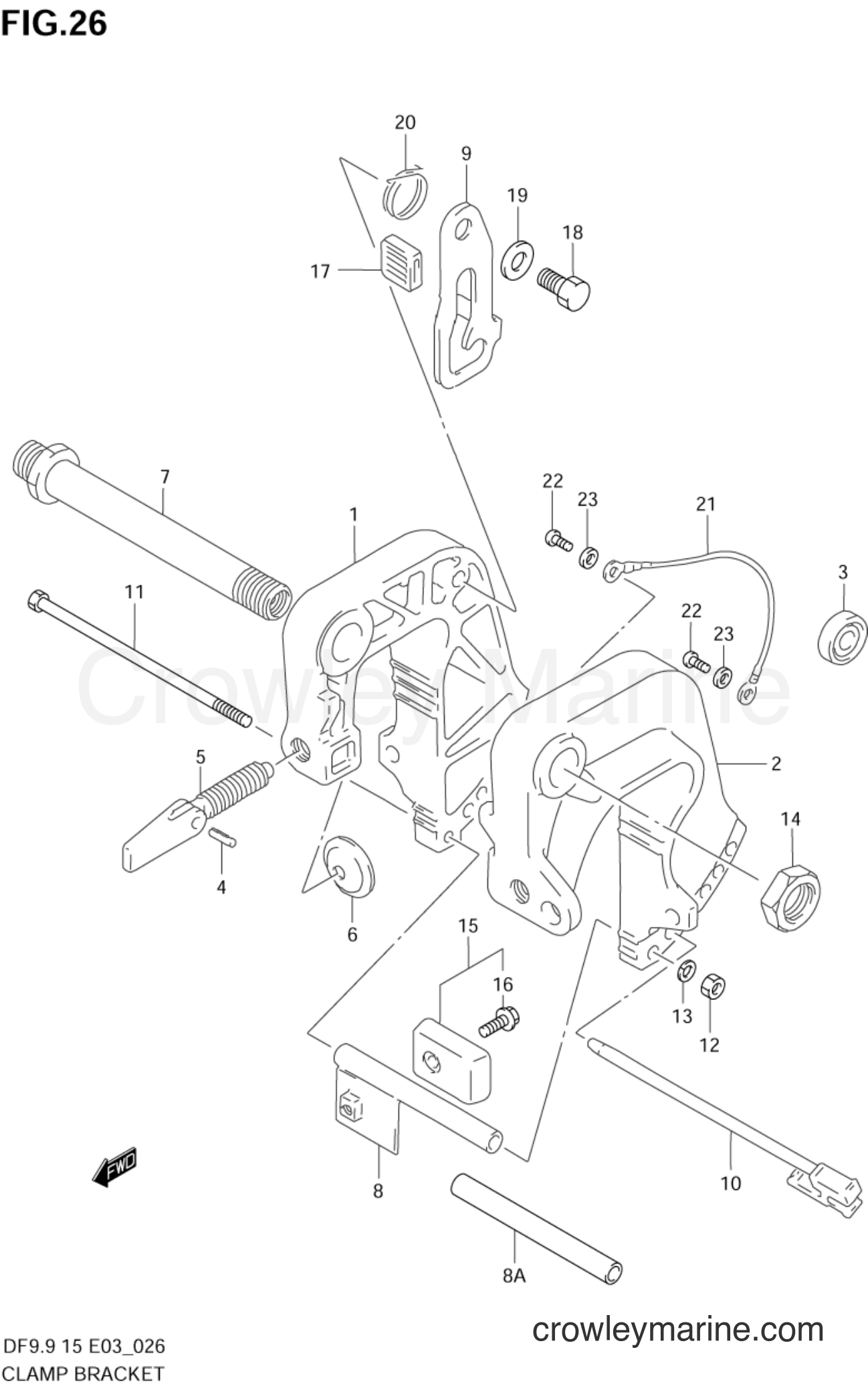 Suzuki Marine DF15 - CLAMP BRACKET