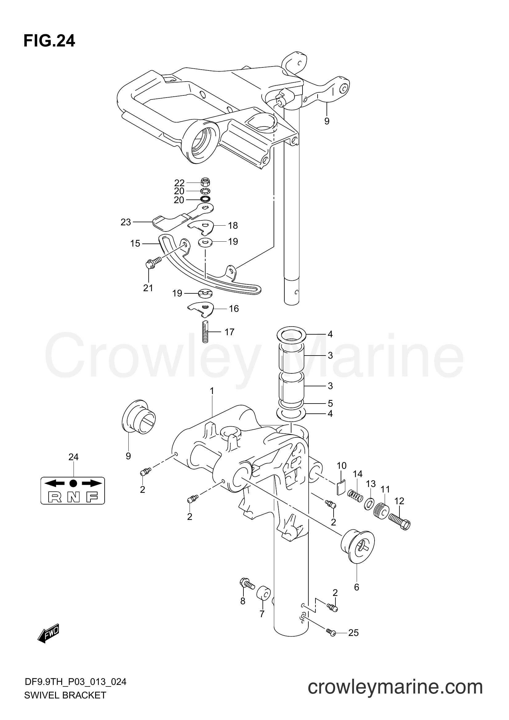Suzuki Marine DF9.9TH 00993F-310001~ - SWIVEL BRACKET