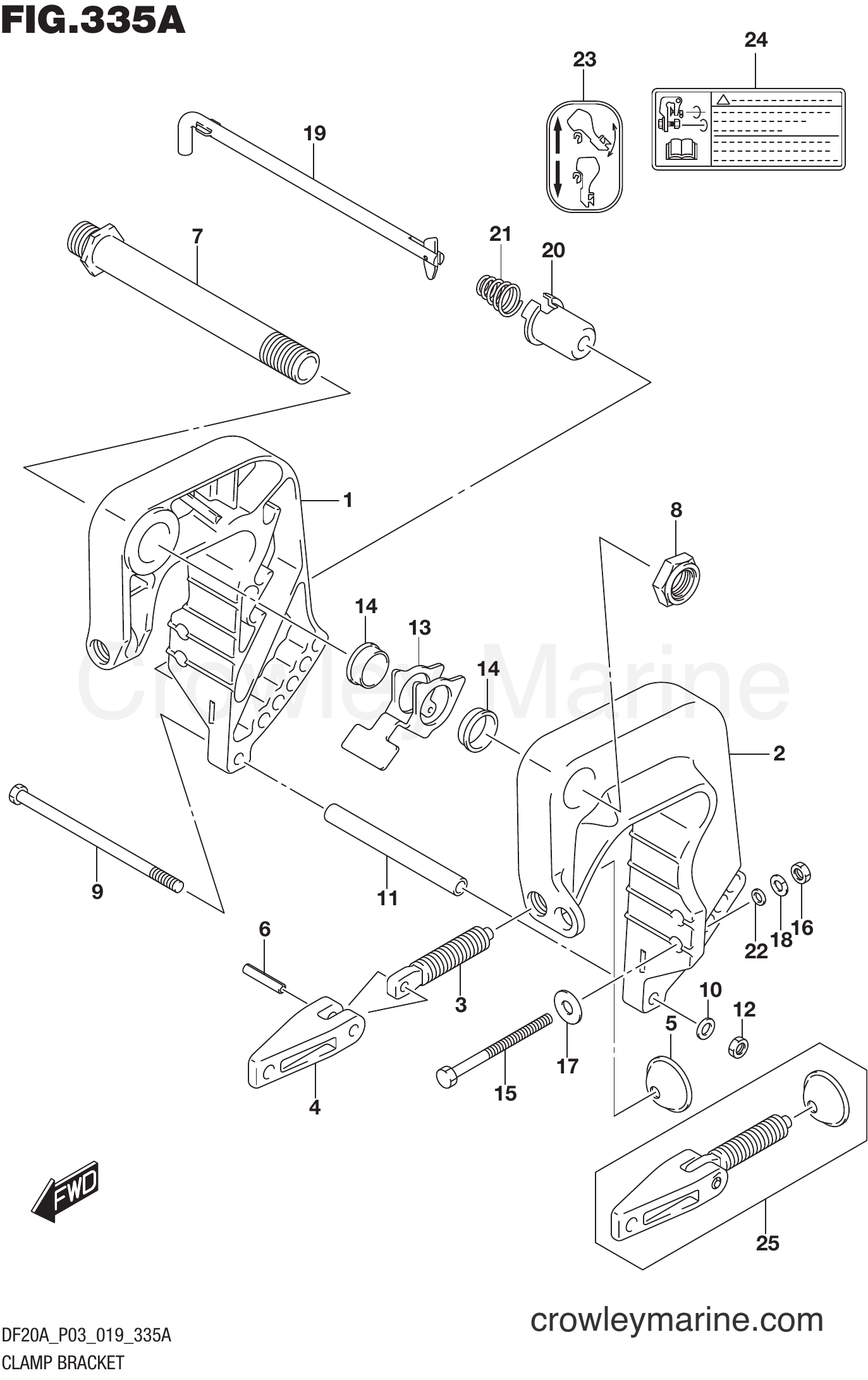 Suzuki Marine DF9.9BT 910001~ - CLAMP BRACKET (DF9.9B)(DF15A)(DF20A)
