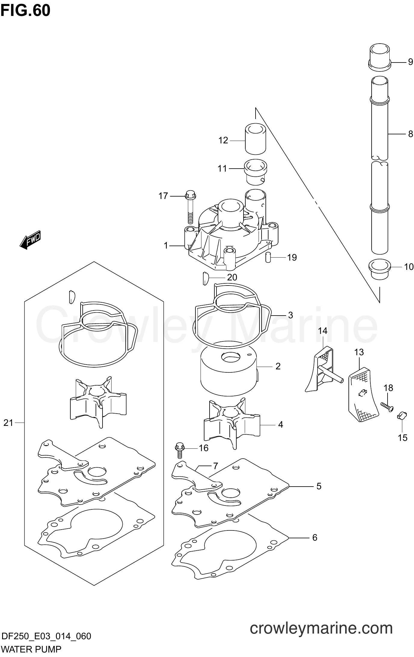 Suzuki Marine DF250 410001~ - WATER PUMP (DF250ST E03)