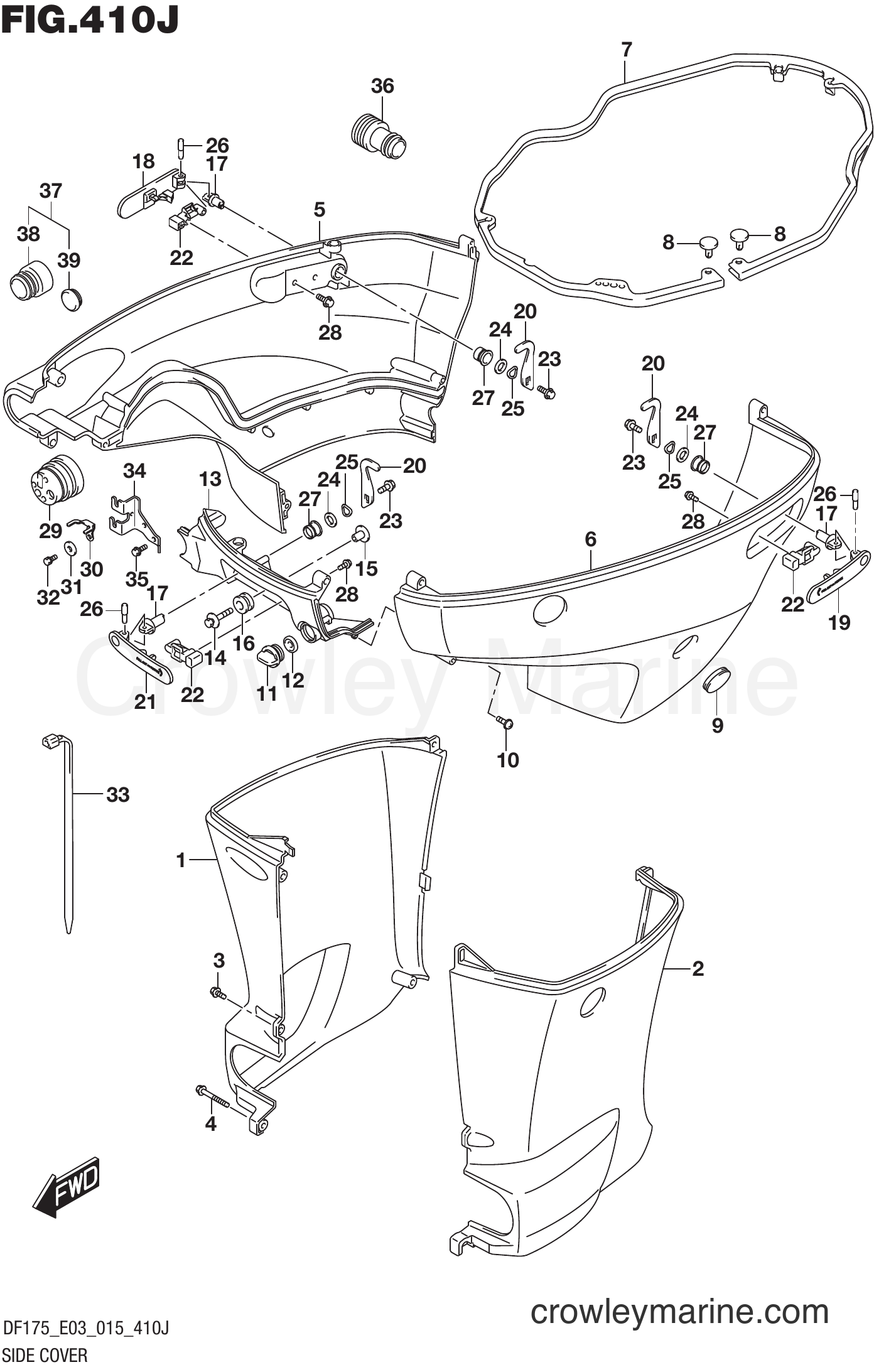 Suzuki Marine DF175ZG 51001~ - SIDE COVER (DF150ST E03)