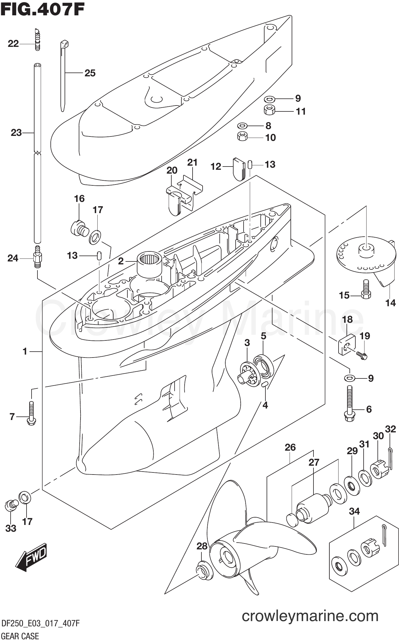 Suzuki Marine DF250T 710001 - GEAR CASE (DF250Z E03)