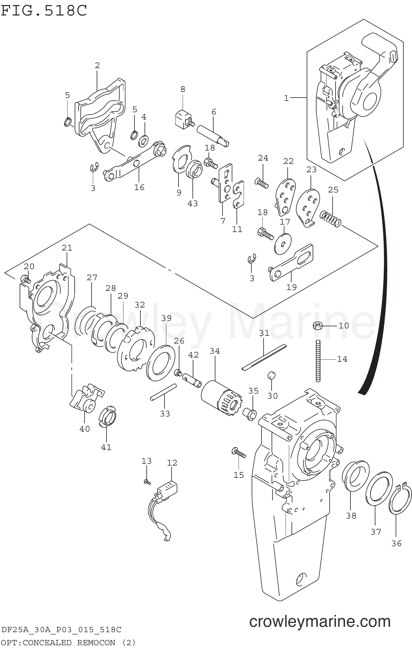 Suzuki Marine DF30AT 510001~ - OPT:CONCEALED REMOCON (2) (DF30AT P03)