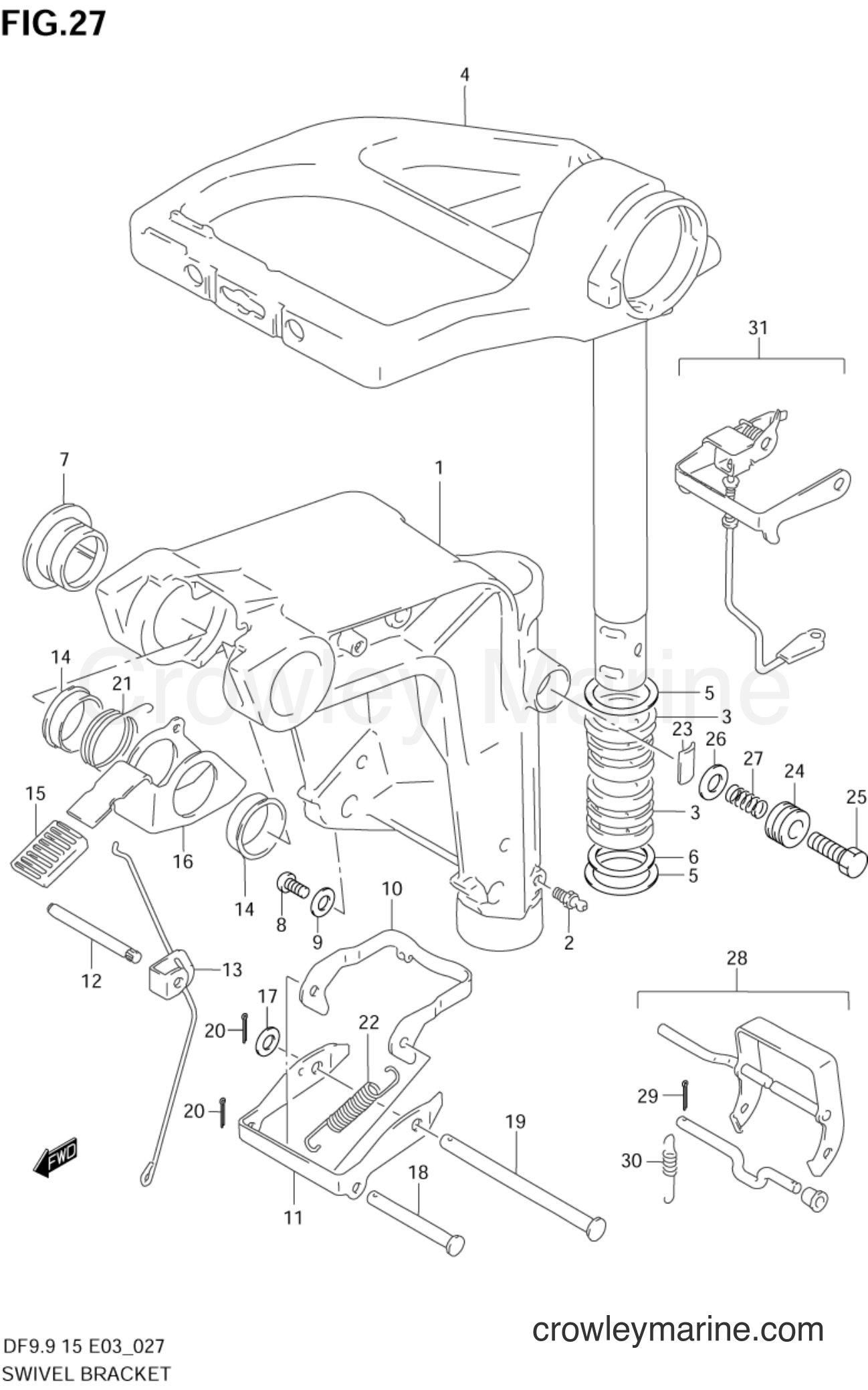 Suzuki Marine DF9.9 - SWIVEL BRACKET