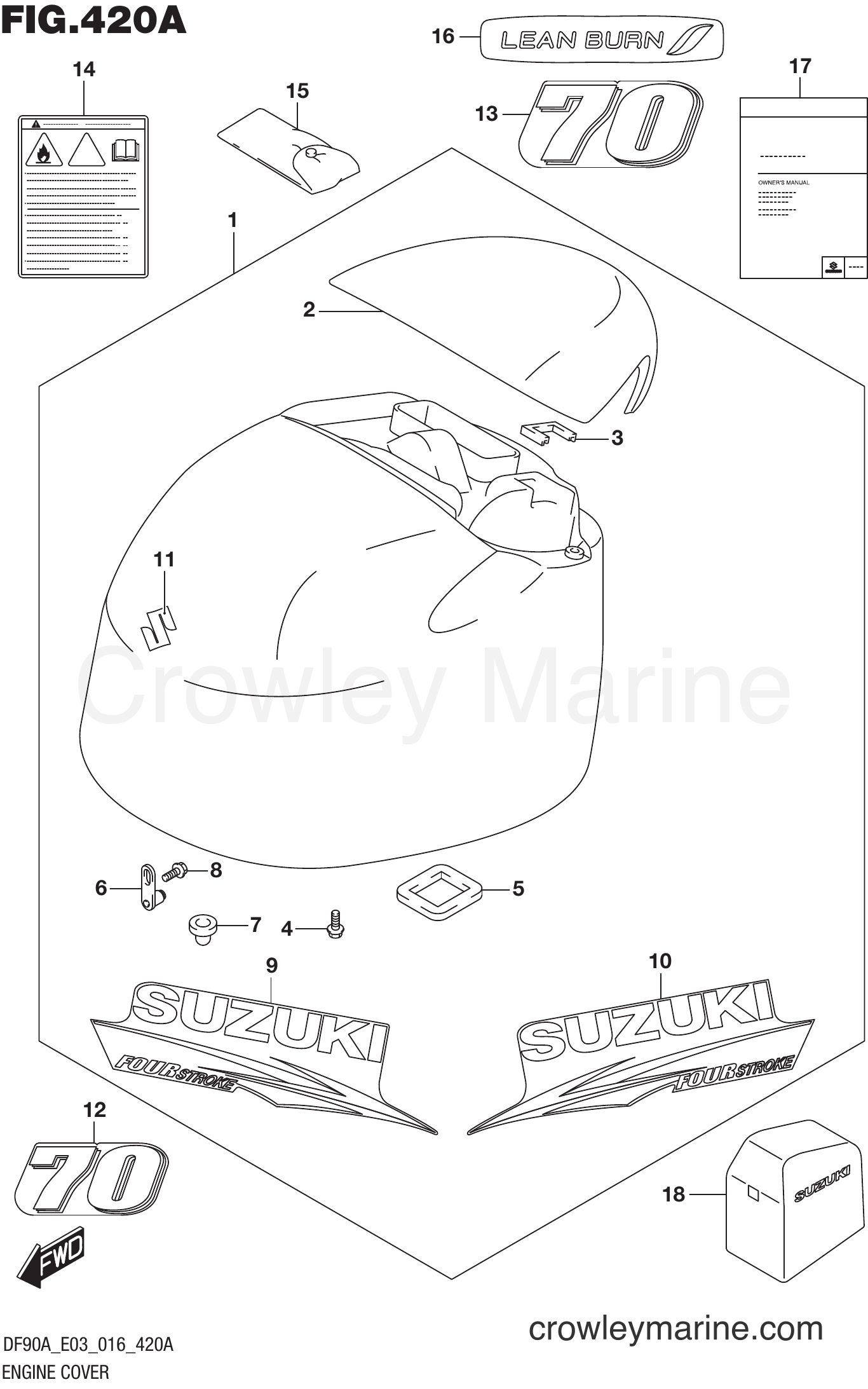 Suzuki Marine DF90A 610001~ - ENGINE COVER (DF70A E03)