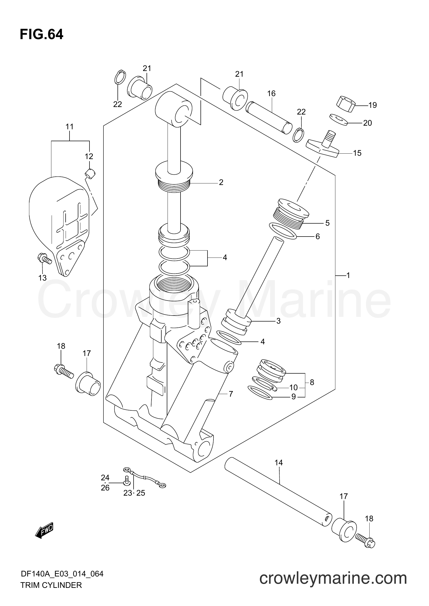 Suzuki Marine DF140AT 410001~ - TRIM CYLINDER (DF140AT E03)