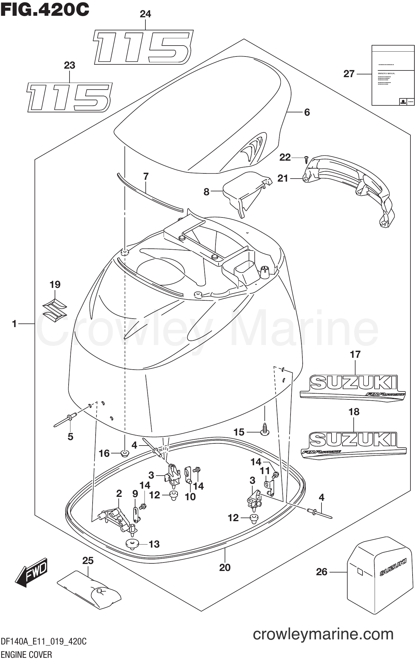 Suzuki Marine DF115AZ 910001~ - ENGINE COVER (DF115AT E40)(DF115AZ E40)