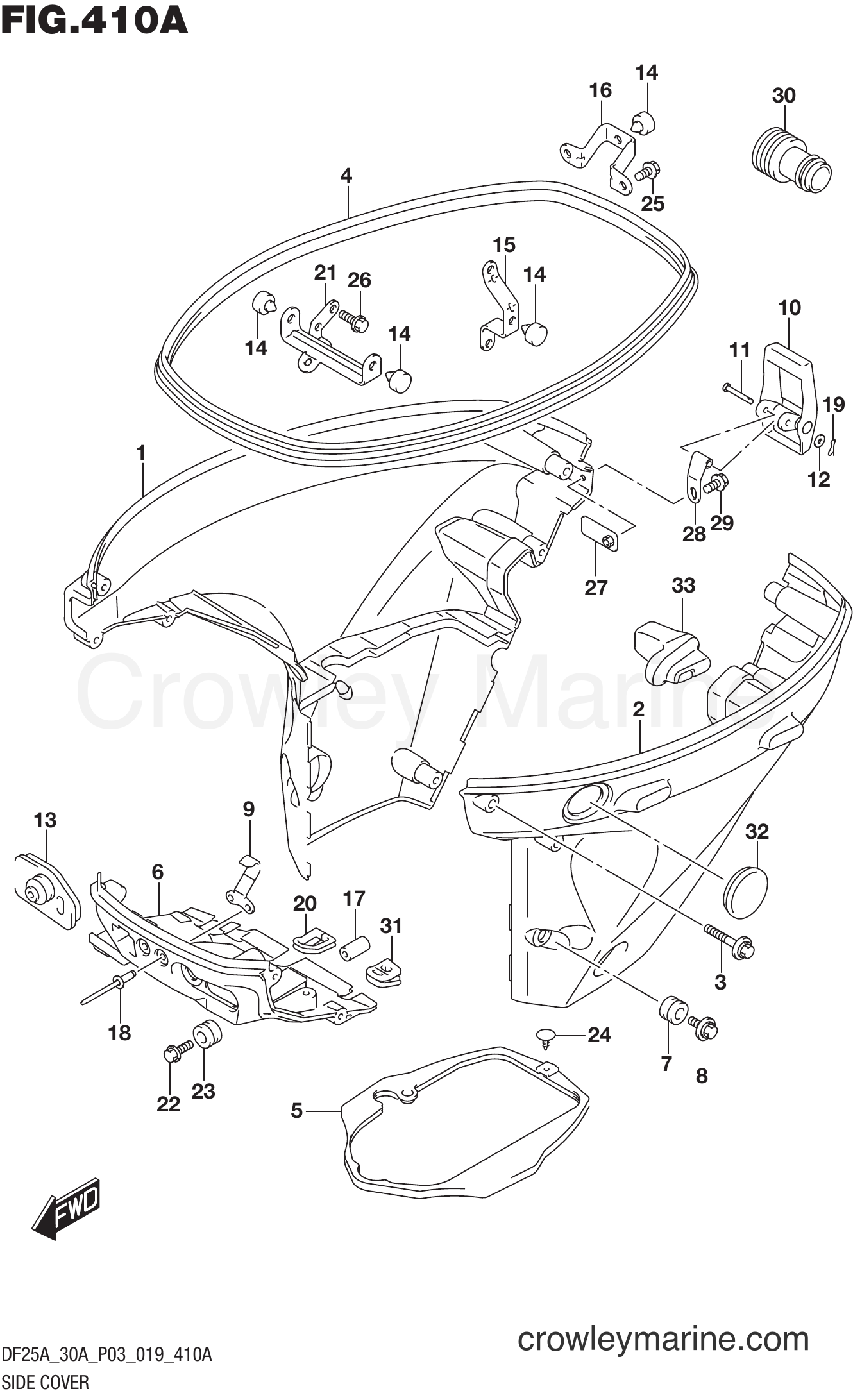 Suzuki Marine DF30ATH 910001~ - SIDE COVER (DF25A)