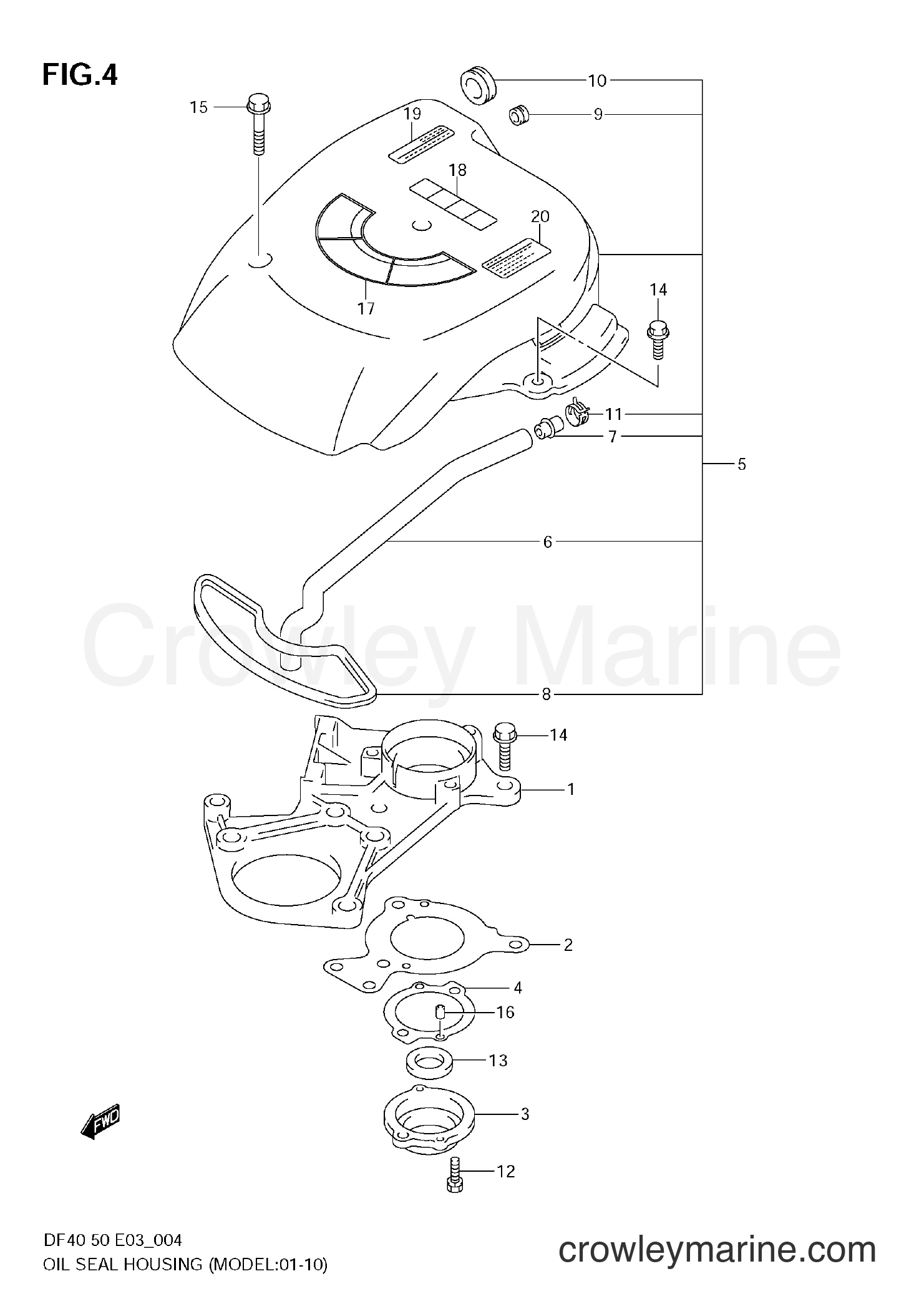 OIL SEAL HOUSING (MODEL0110) 1999 FourStroke Outboard 40 DF40