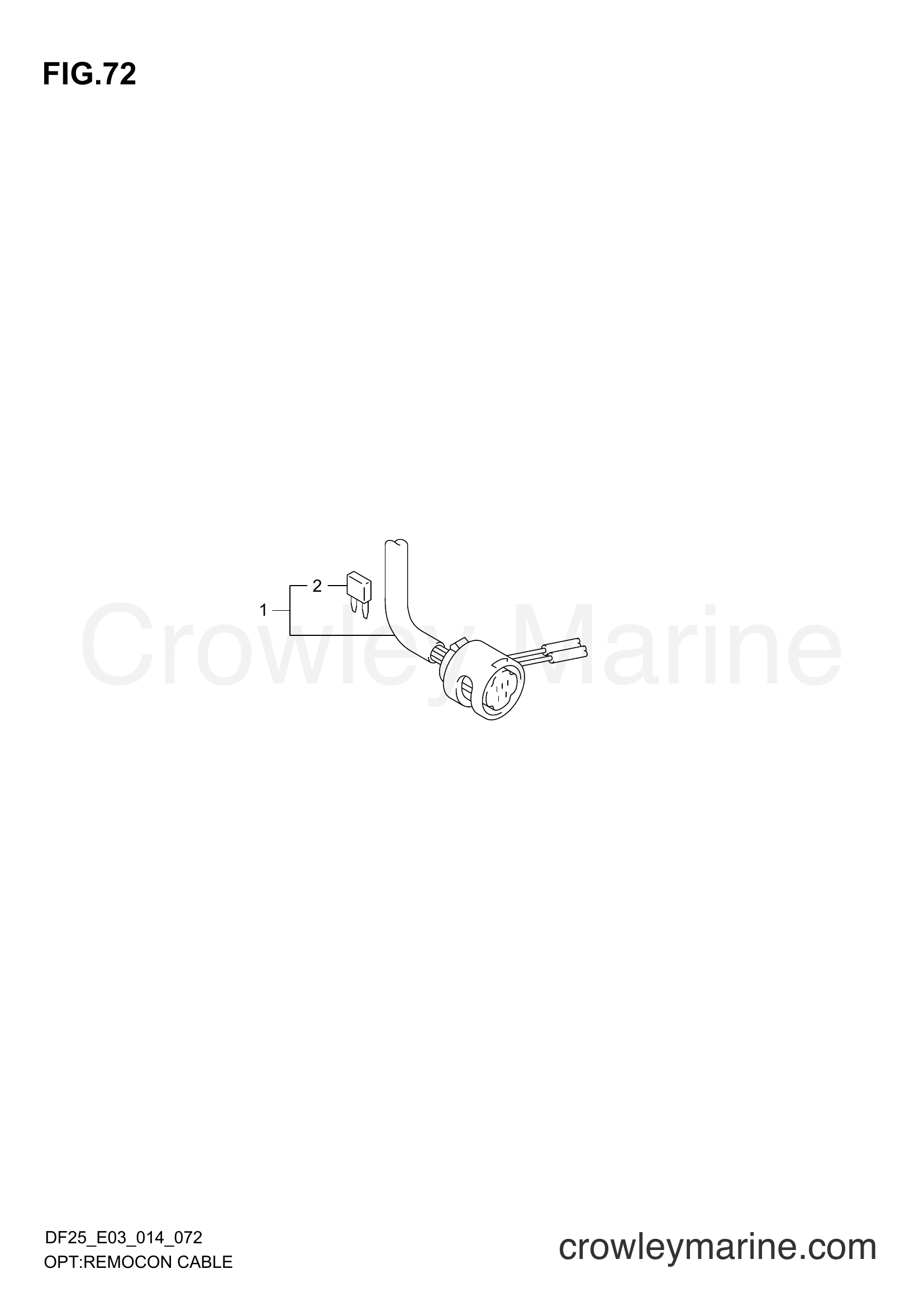Suzuki Marine DF25 02503F-410001~ - OPT:REMOCON CABLE (DF25 E03)