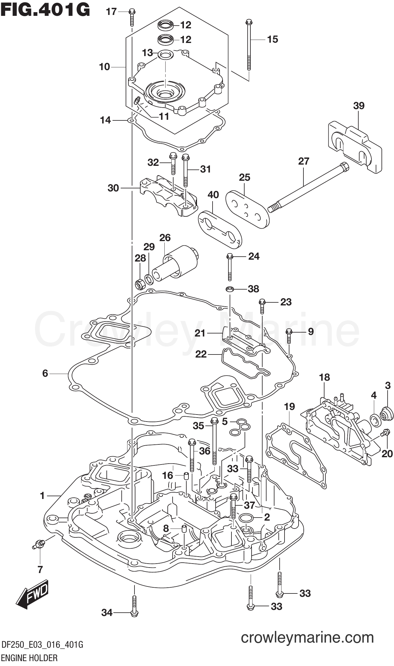 Suzuki Marine DF200T 610001 - ENGINE HOLDER (DF250ST E03)