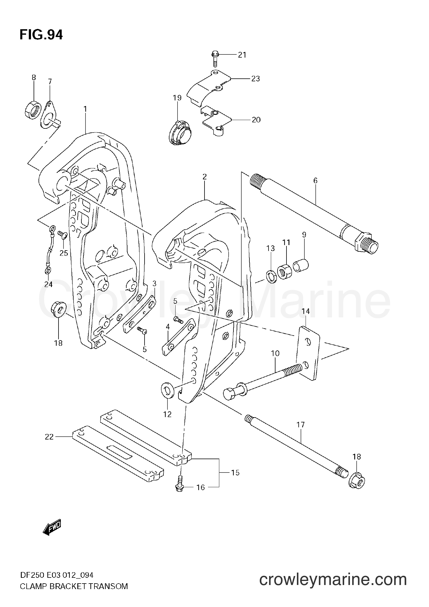 Suzuki Marine DF250 210001~ - CLAMP BRACKET TRANSOM(X) (DF200Z E3)