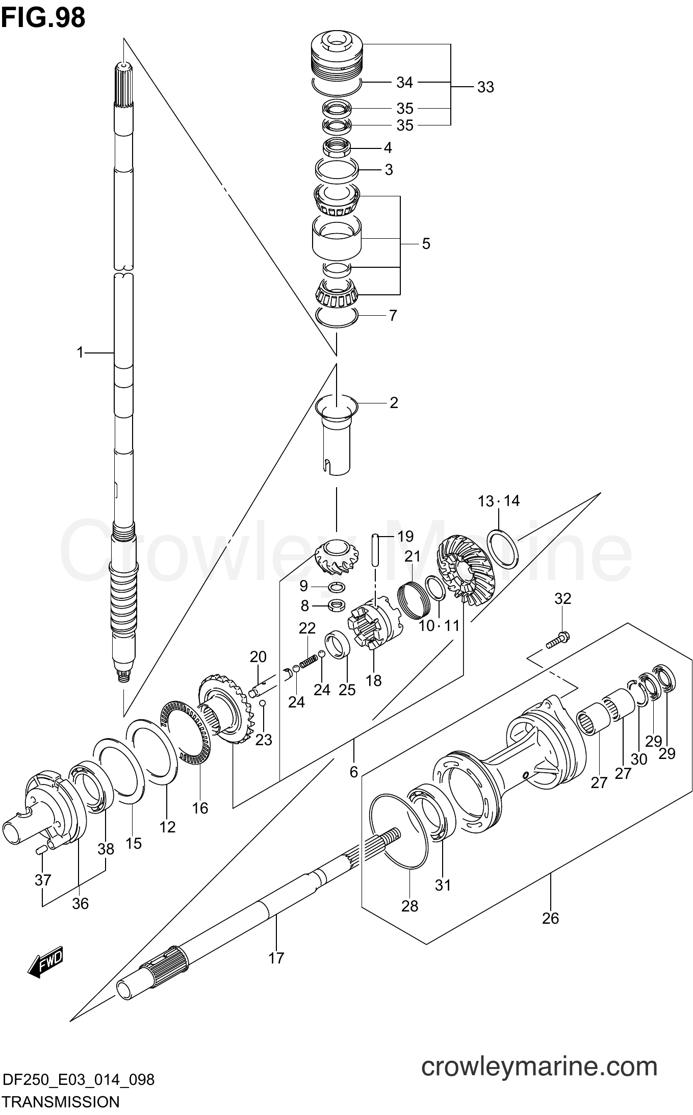 Suzuki Marine DF200 410001~ - TRANSMISSION (DF200T E03)