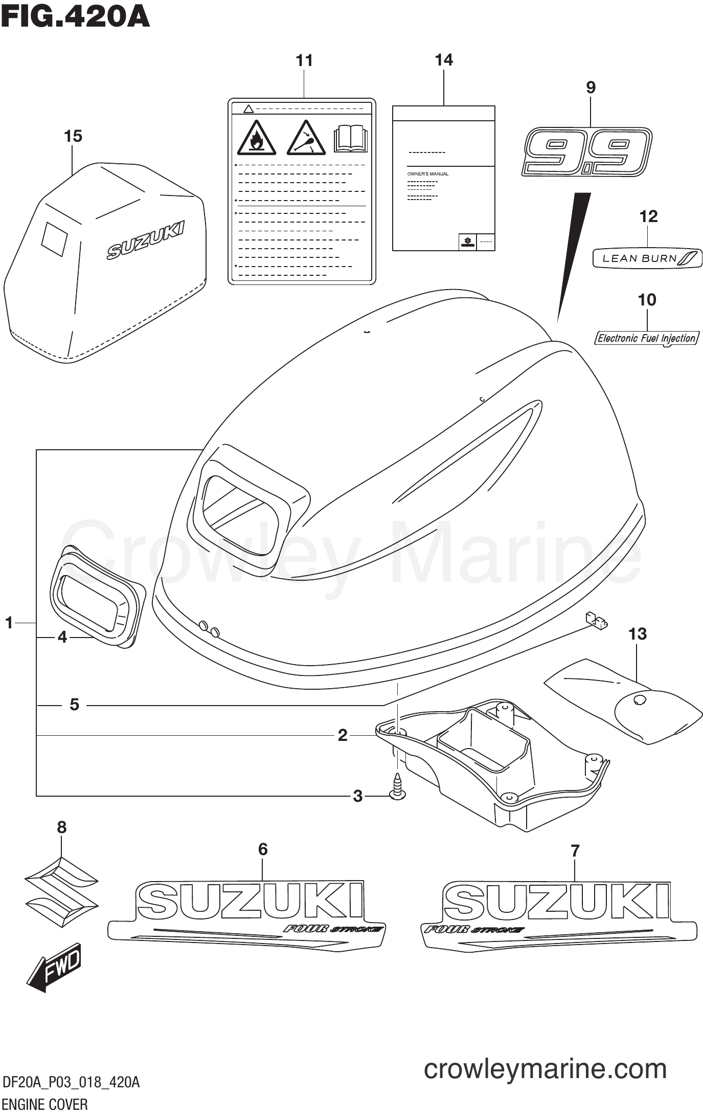 Suzuki Marine DF20ATH 810001~ - ENGINE COVER (DF9.9B)