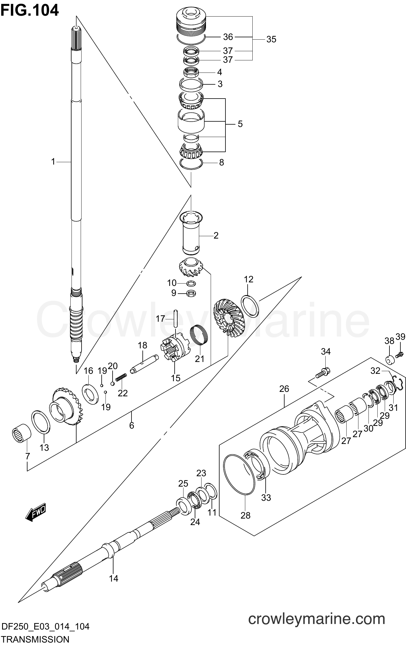 Suzuki Marine DF250 410001~ - TRANSMISSION (DF250ST E03)